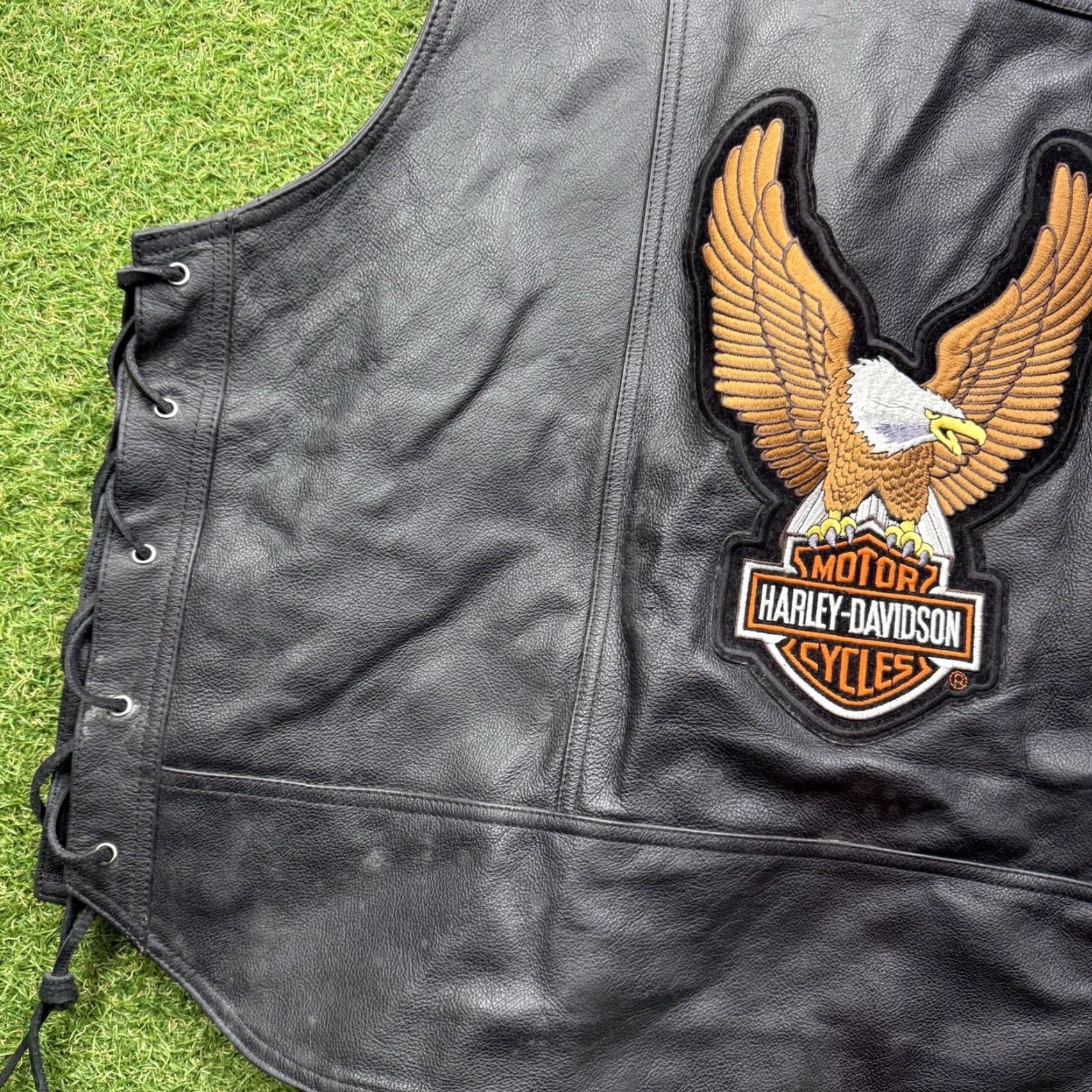Harley Davidson VINTAGE Harley-Davidson Leather Motorcycle Vest Mens 3XL XXXL Biker USA Band 100th Anniversary Leather Vest Size US XXL / EU 58 / 5 - 7 Thumbnail