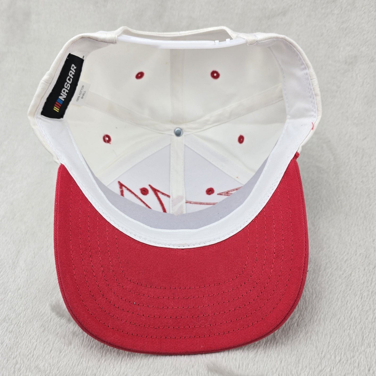 NASCAR Auto Club Speedway Sharktooth Hat Nascar White Red Vintage Size ONE SIZE - 7 Thumbnail
