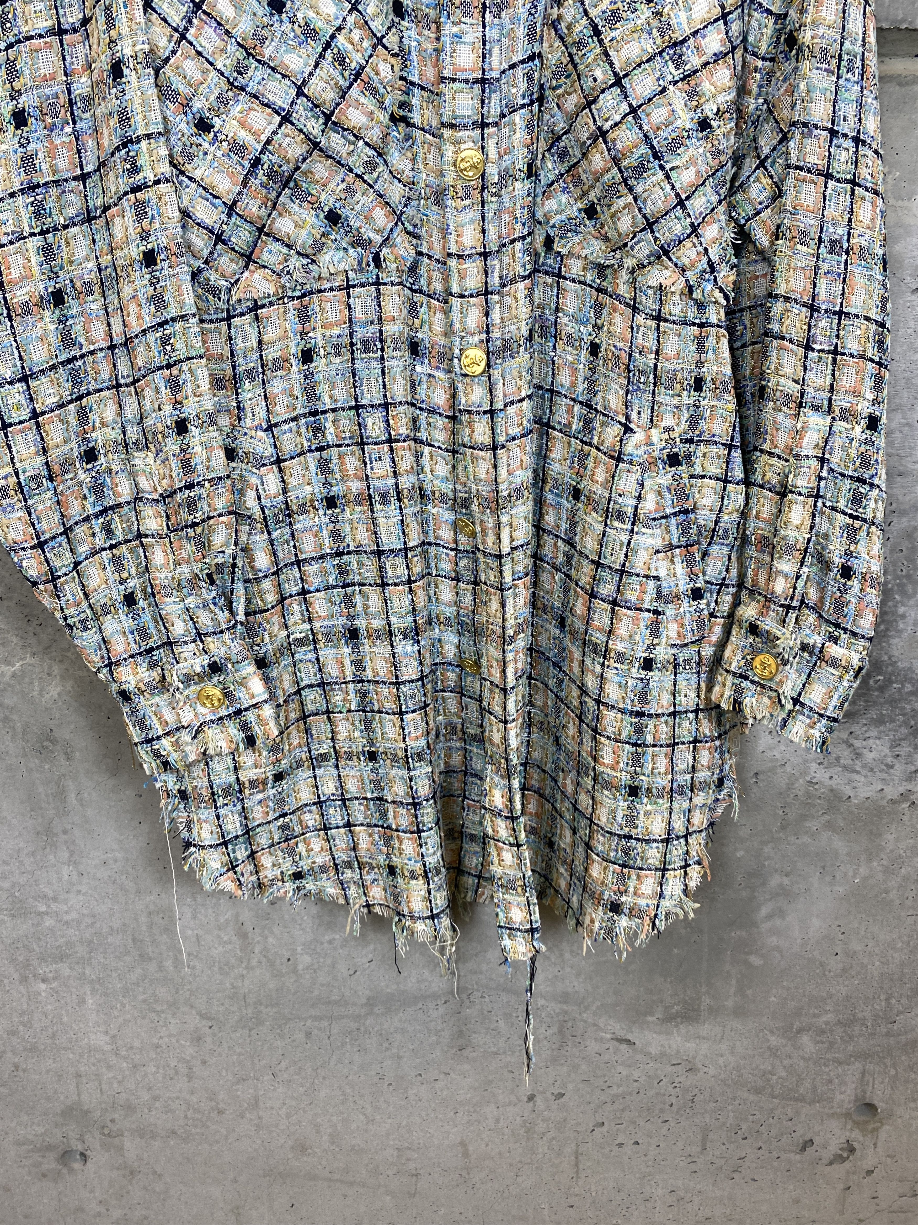 FAITH CONNEXION PLAID TWEED OVERSIZED SHIRT JACKET