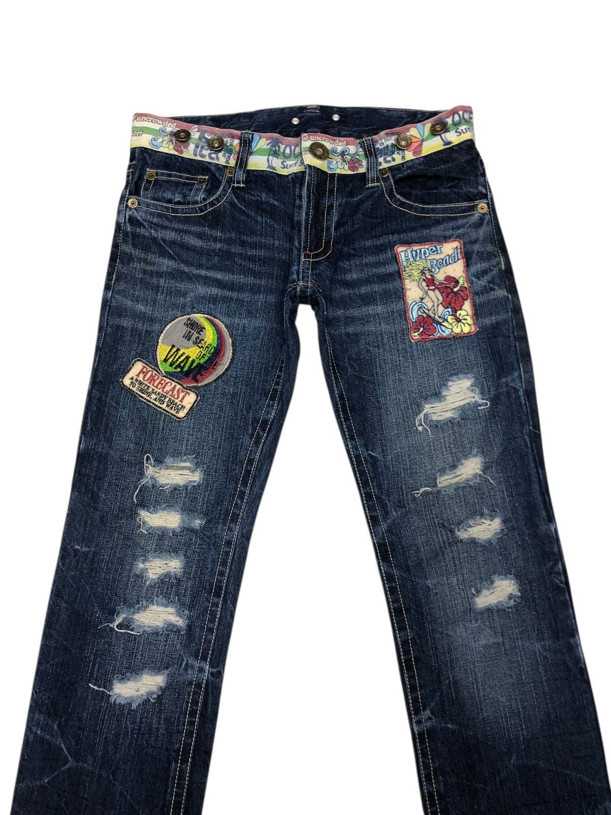 Hysteric Glamour HYPER BEACH DISTRESSED DENIM SKINNY JEANS Size US 31 - 3 Thumbnail