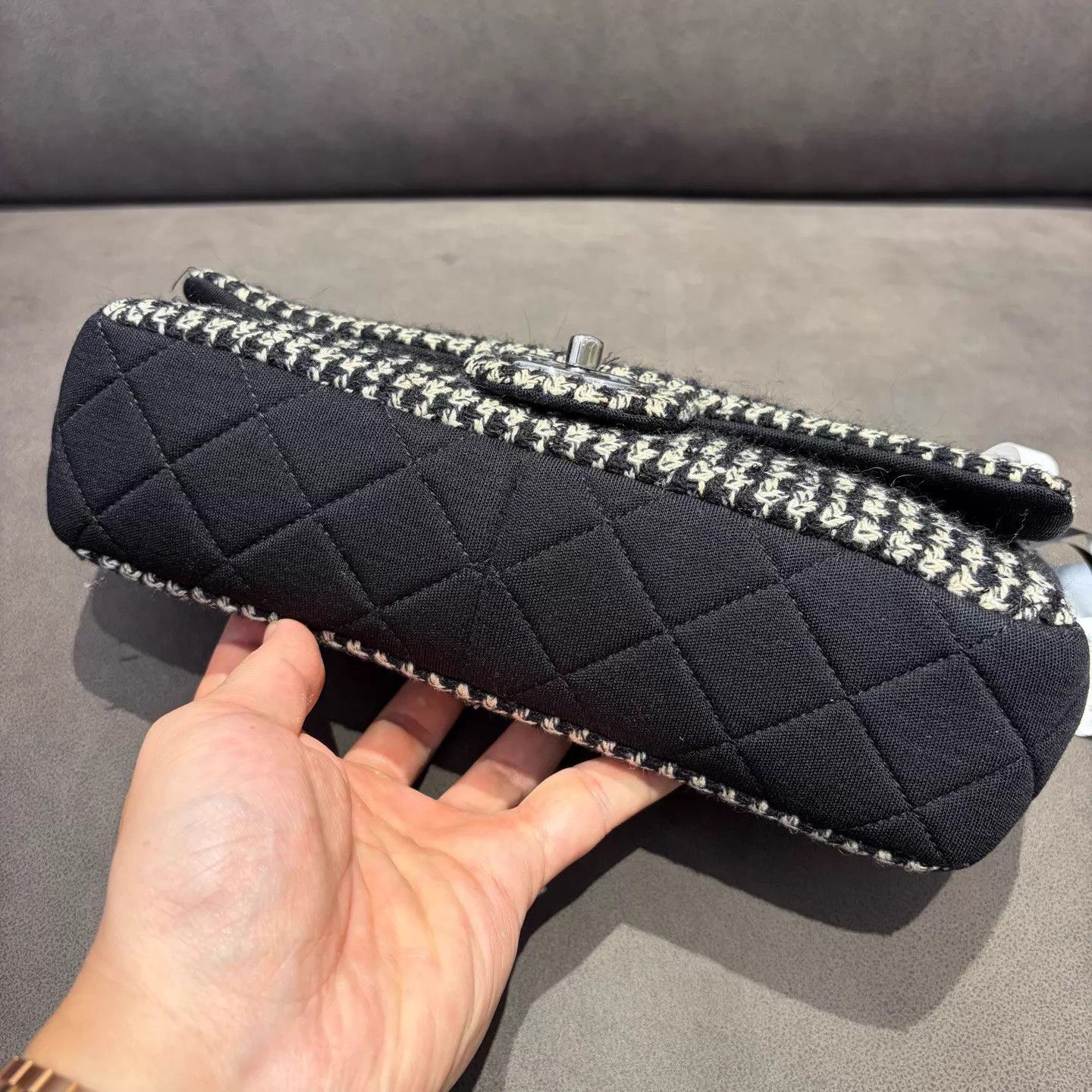 Chanel CHANEL CF Black Silver Tweed Houndstooth Chain Bag Size ONE SIZE - 4 Thumbnail