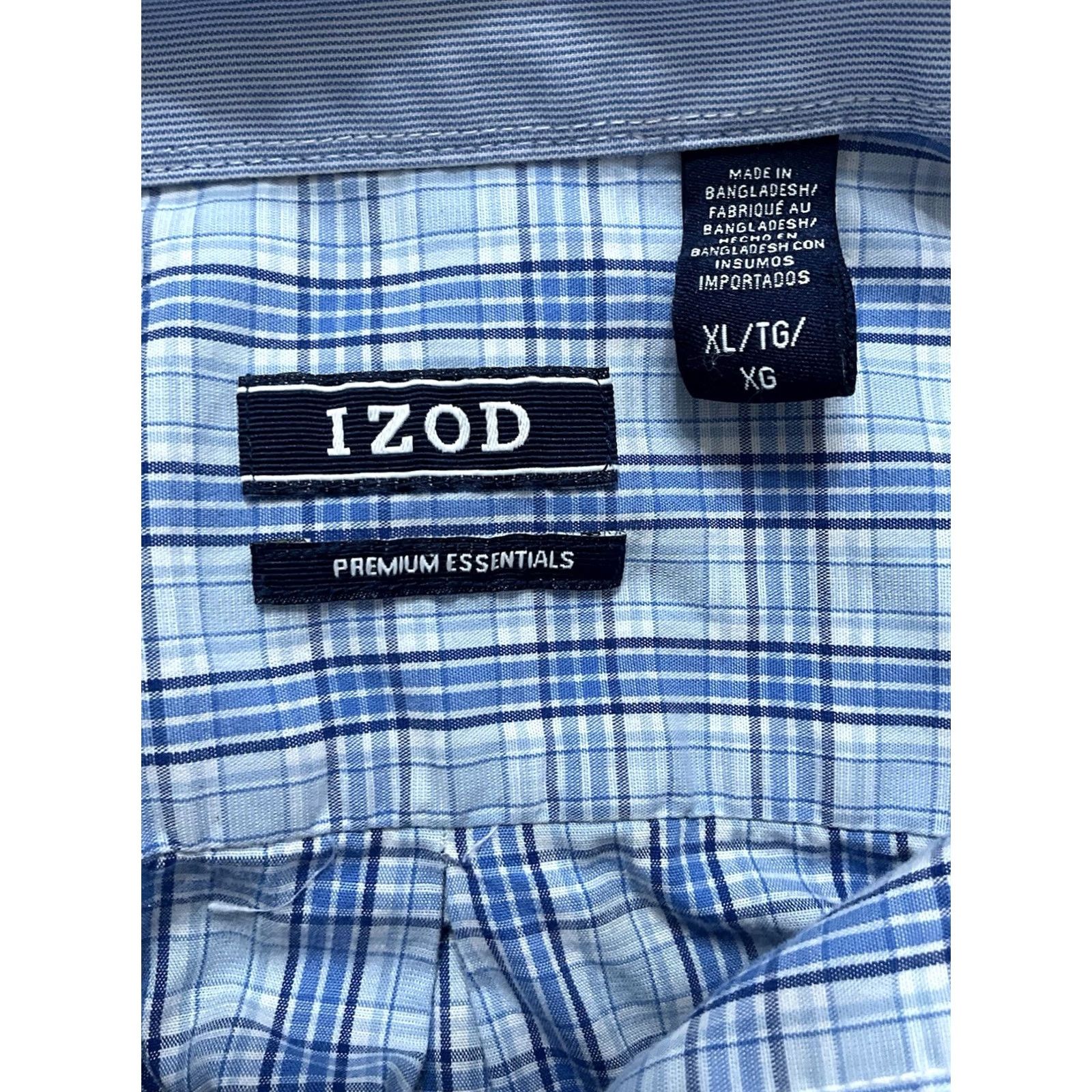 Izod IZOD Mens Button-Up Shirt XL Plaid Checkered Long Sleeve Casual Blue Cotton Woven Button-Down Embroidered Wrinkle Resistant Regular Fit Size US XL / EU 56 / 4 - 4 Thumbnail