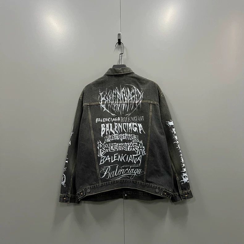 Balenciaga New Year Washed Graffiti logo Unicorn Arm Denim
