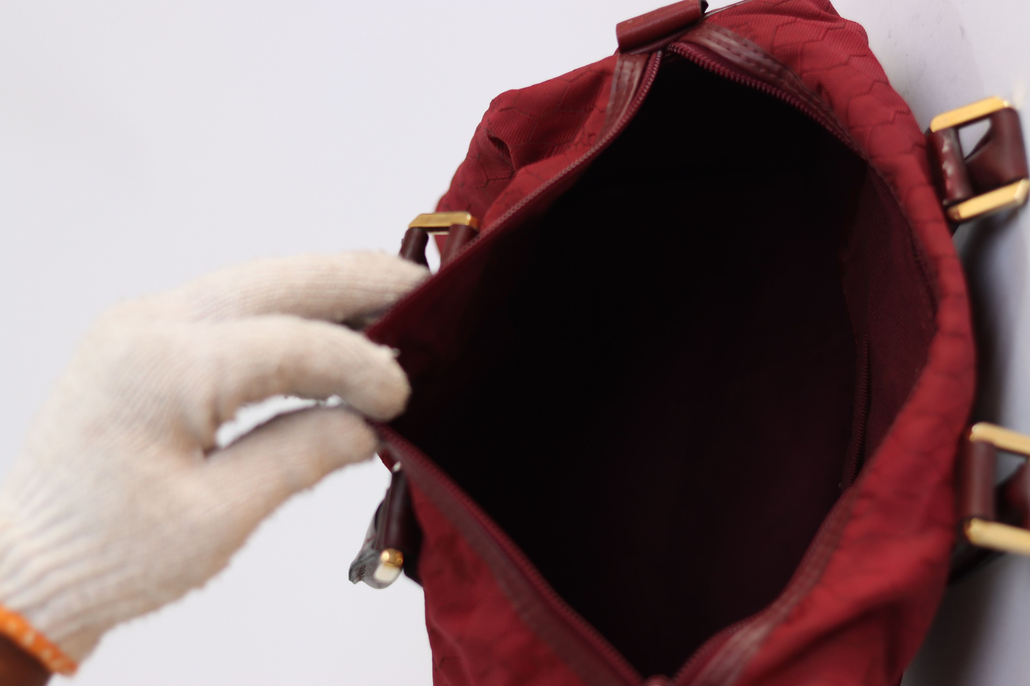 Dior × Vintage Christian Dior Bagages Burgundy Logo Canvas Boston Bag Size ONE SIZE - 6 Thumbnail