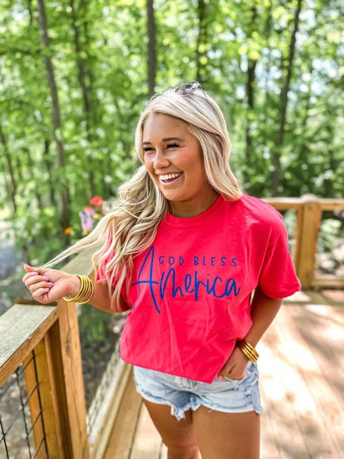Bad Birdie Paprika God Bless America Graphic Tee Size S / US 4 / IT 40 - 1 Thumbnail