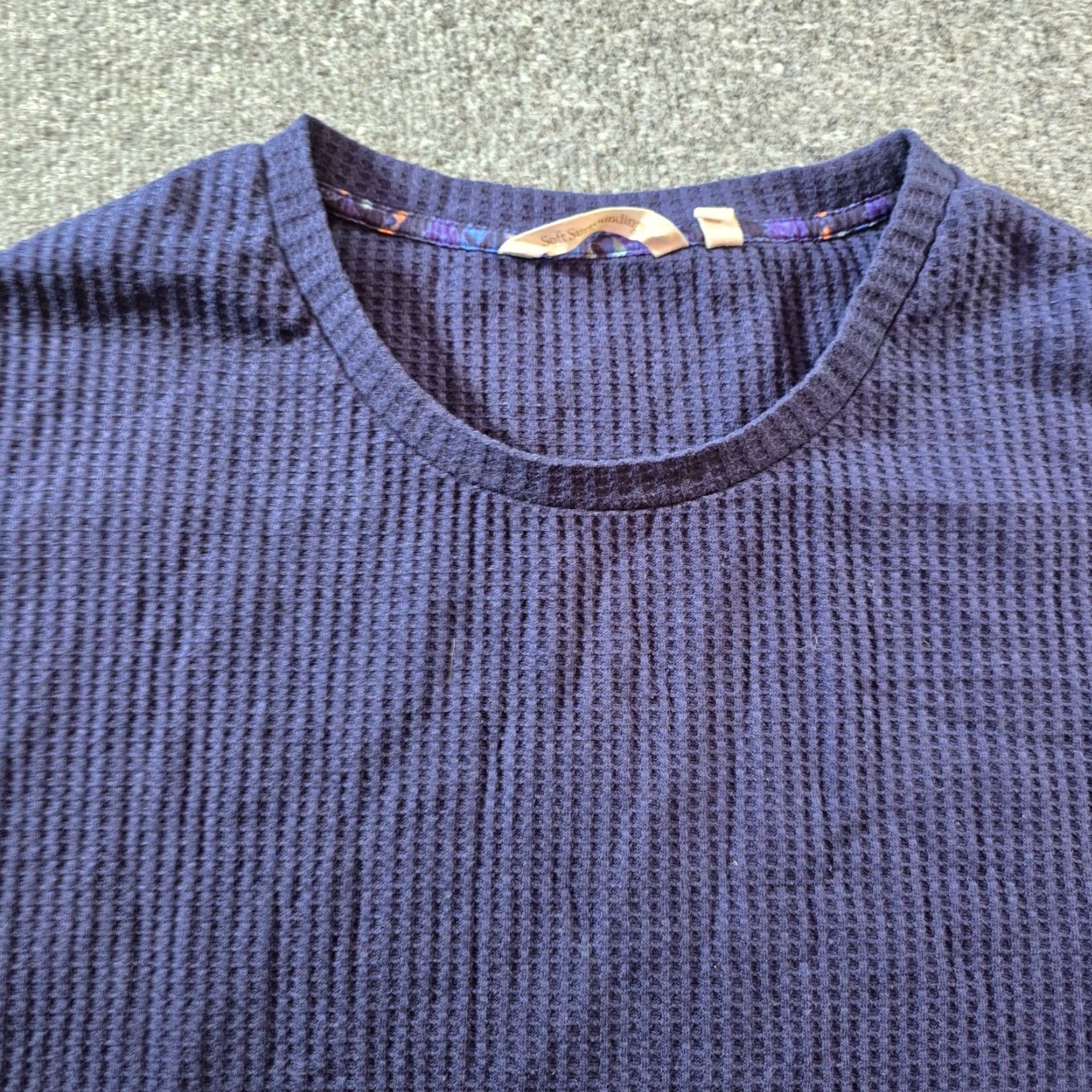 Soft Surroundings Soft Surroundings Blouse Shirt Womens Large Blue Waffle Knit Thermal Long Sleeve Round Neck Casual Business Travel Lightweight Fabric Knit Size L / US 10 / IT 46 - 2 Thumbnail