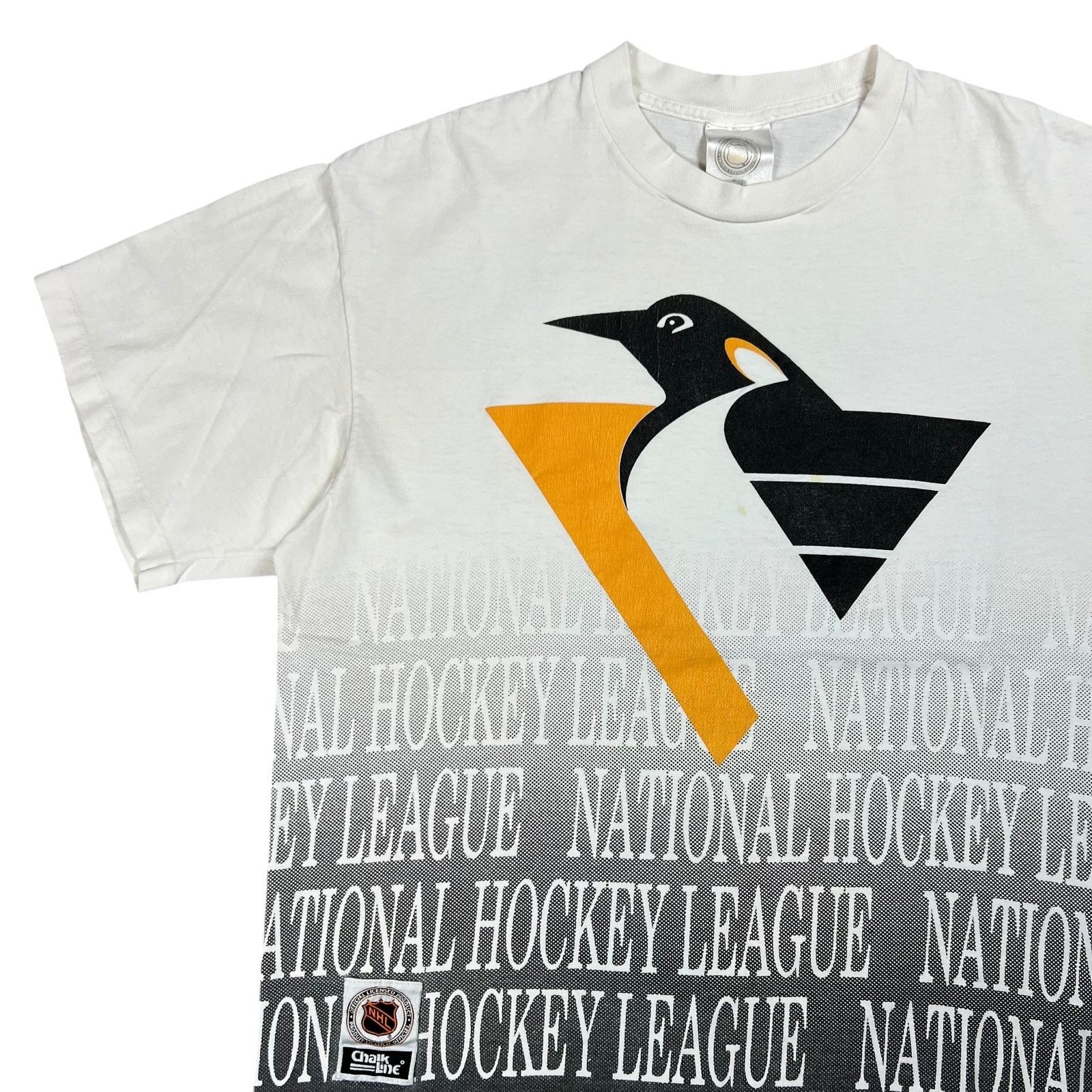 Chalk Line × NHL × Vintage 1990s Chalk Line Pittsburgh Penguins all over print tee Size US L / EU 52-54 / 3 - 4 Thumbnail