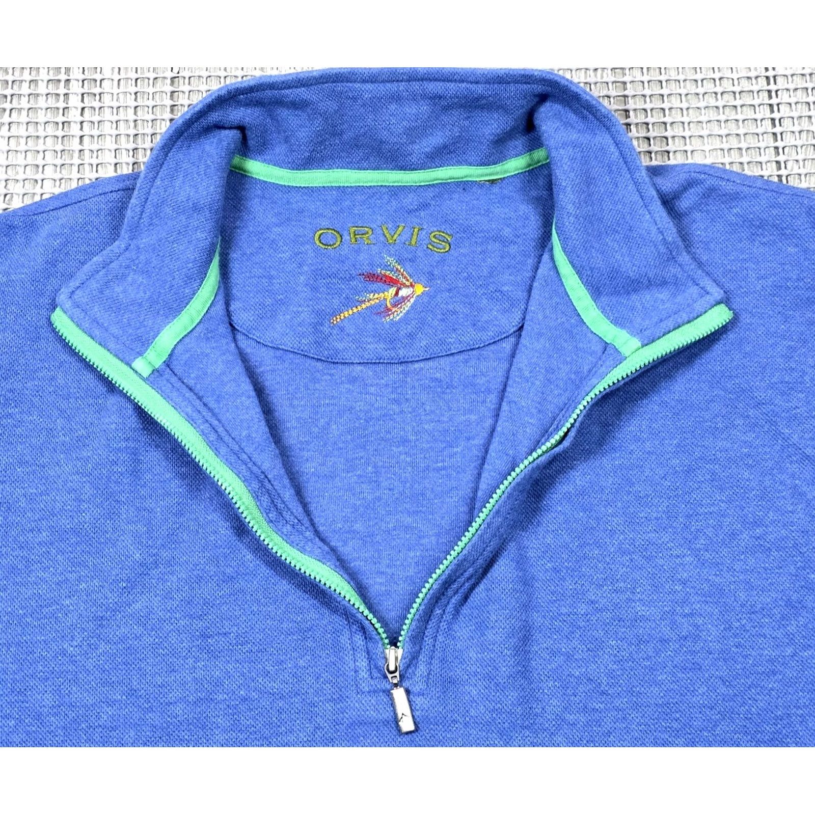 Orvis Orvis Men’s 1/4 Zip Pullover Sweater Pima Cotton Blue L Pullover Sweatshirt Knit Mock Neck Zip Size US L / EU 52-54 / 3 - 6 Thumbnail