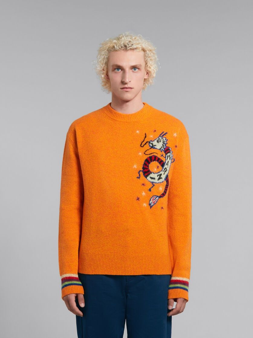 Marni o1w1db10125 Jumper With Jacquard Dragon in Orange Size US L / EU 52-54 / 3 - 4 Thumbnail