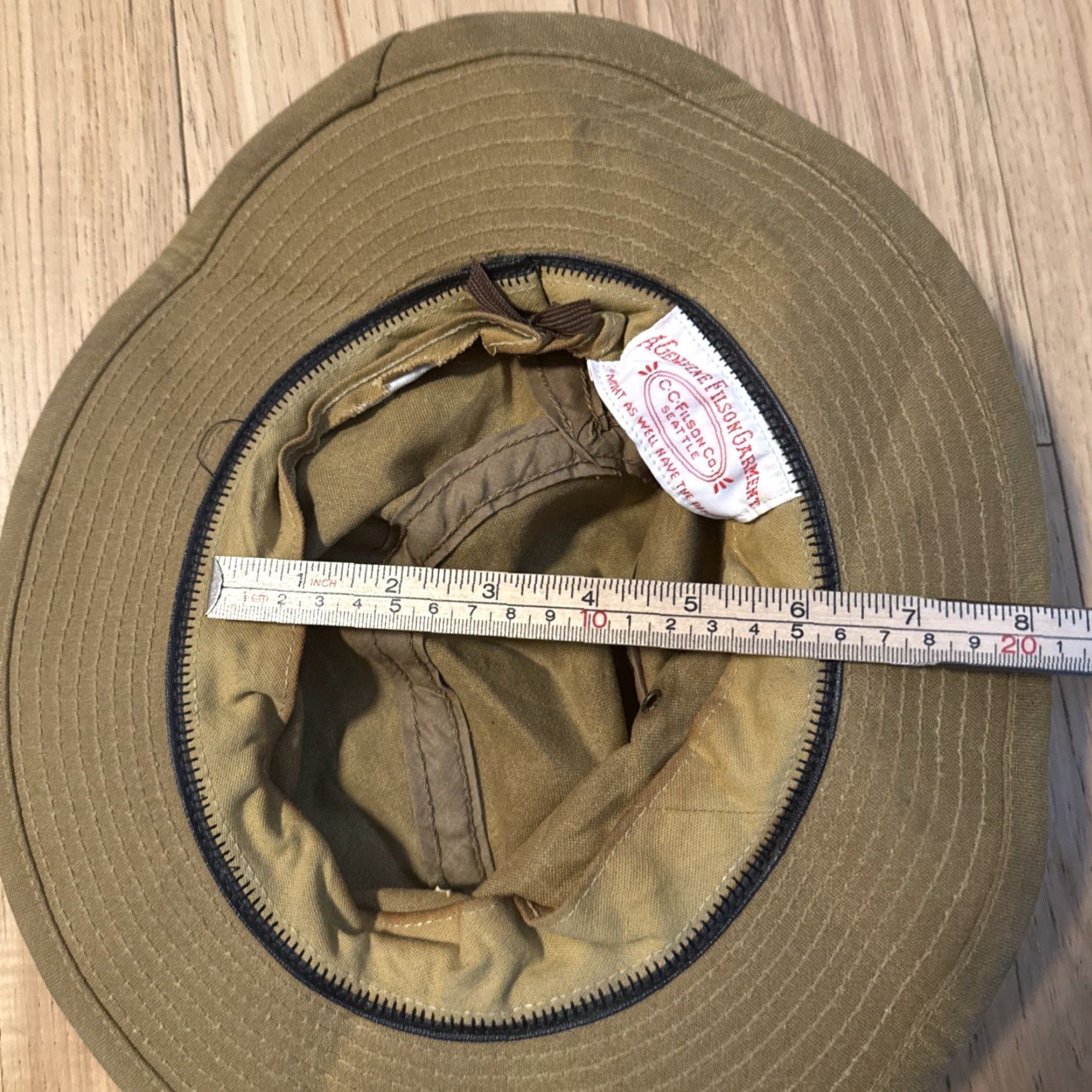Filson VINTAGE Filson Hat Bush Tan Waxed Canvas Brimmed Earth Brown M Men Size Hat Filson Brush Style Brown Canvas Size ONE SIZE - 8 Thumbnail