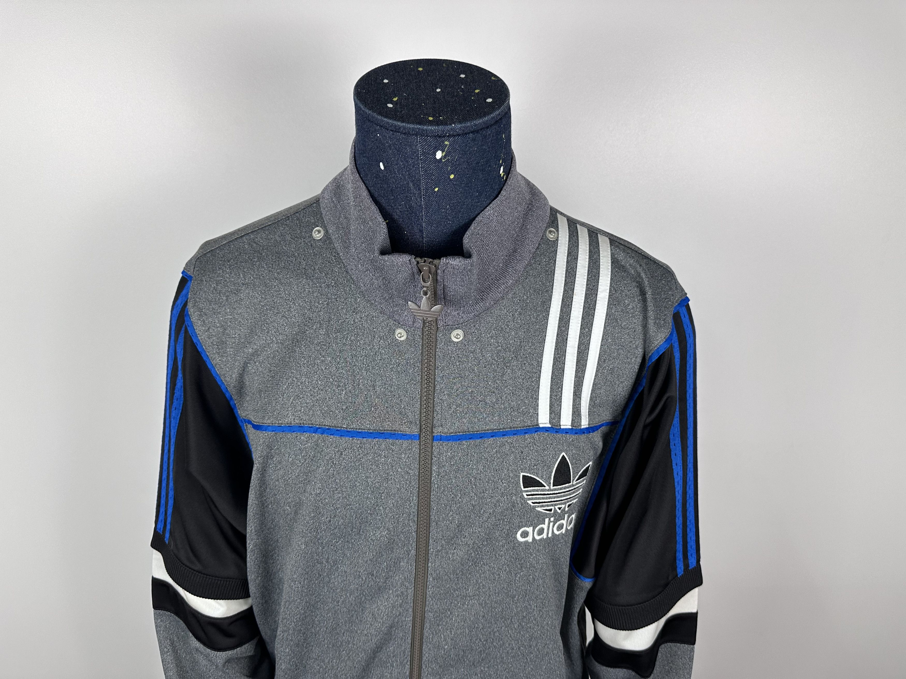 Adidas × Vintage Adidas Vintage 90s Gray Blue Track Tracksuit Top Jacket Size US M / EU 48-50 / 2 - 4 Thumbnail