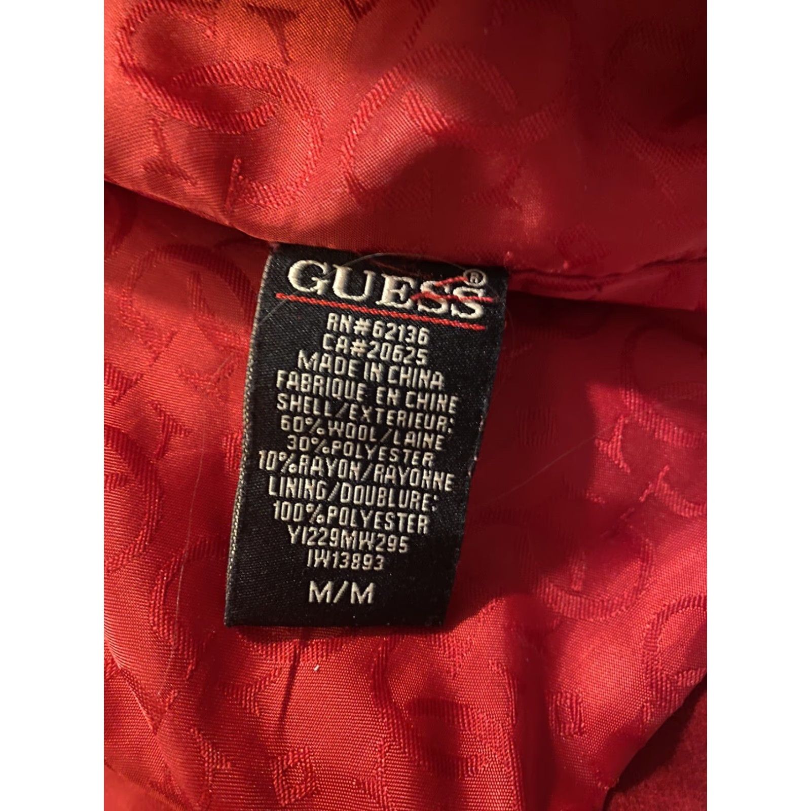 Guess VINTAGE GUESS Wool Blend Women’s Jacket Pea Coat Red Belted Collared Size M Size M / US 6-8 / IT 42-44 - 7 Thumbnail