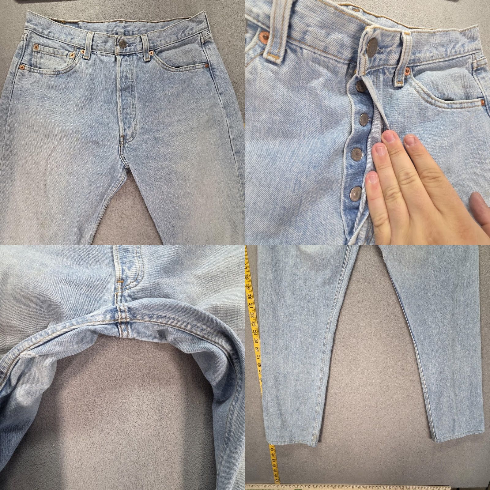 Levi's VTG Levi's 501 Jeans Mens Light Blue Straight Button Fly 30x29 Denim United States 501 Fits 30 Mens жил Size US 30 / EU 46 - 9 Thumbnail