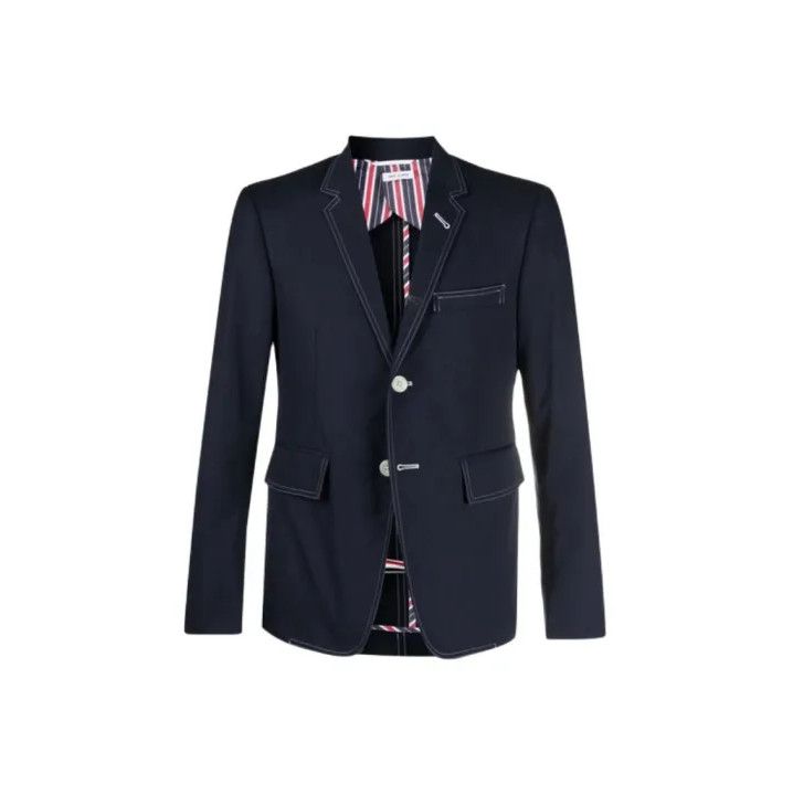 Thom Browne Thom Browne Navy Cotton Blend Suit Jacket Size US S / EU 44-46 / 1 - 1 Thumbnail