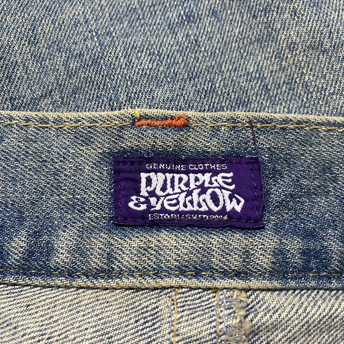 Japanese Brand Union Made Purple&Yellow Mudwash Denim Flare Jeans Size US 30 / EU 46 - 17 Thumbnail