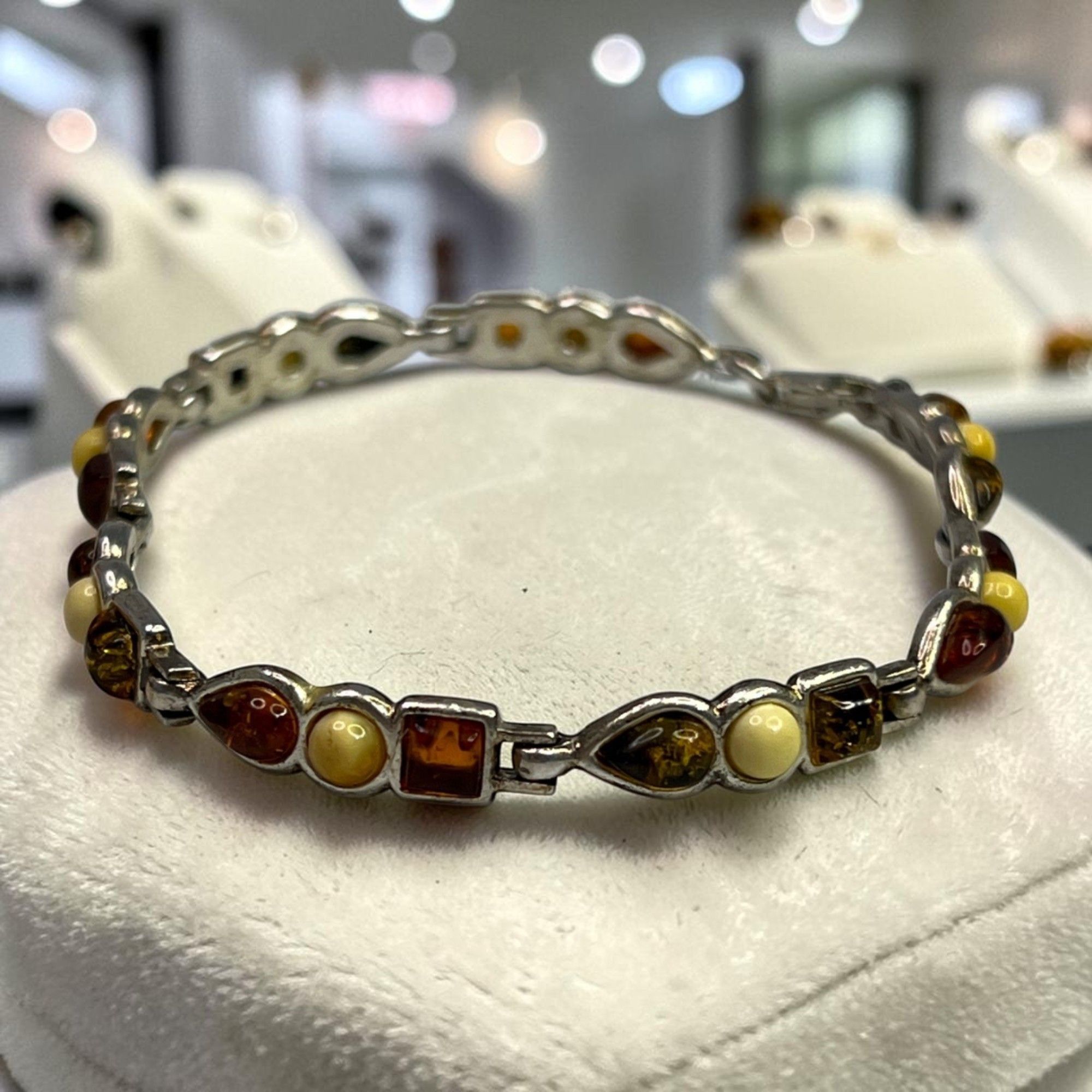 Other Amber & Sterling Silver 7" Multi-Color Bracelet With Teardro Size ONE SIZE - 1 Thumbnail