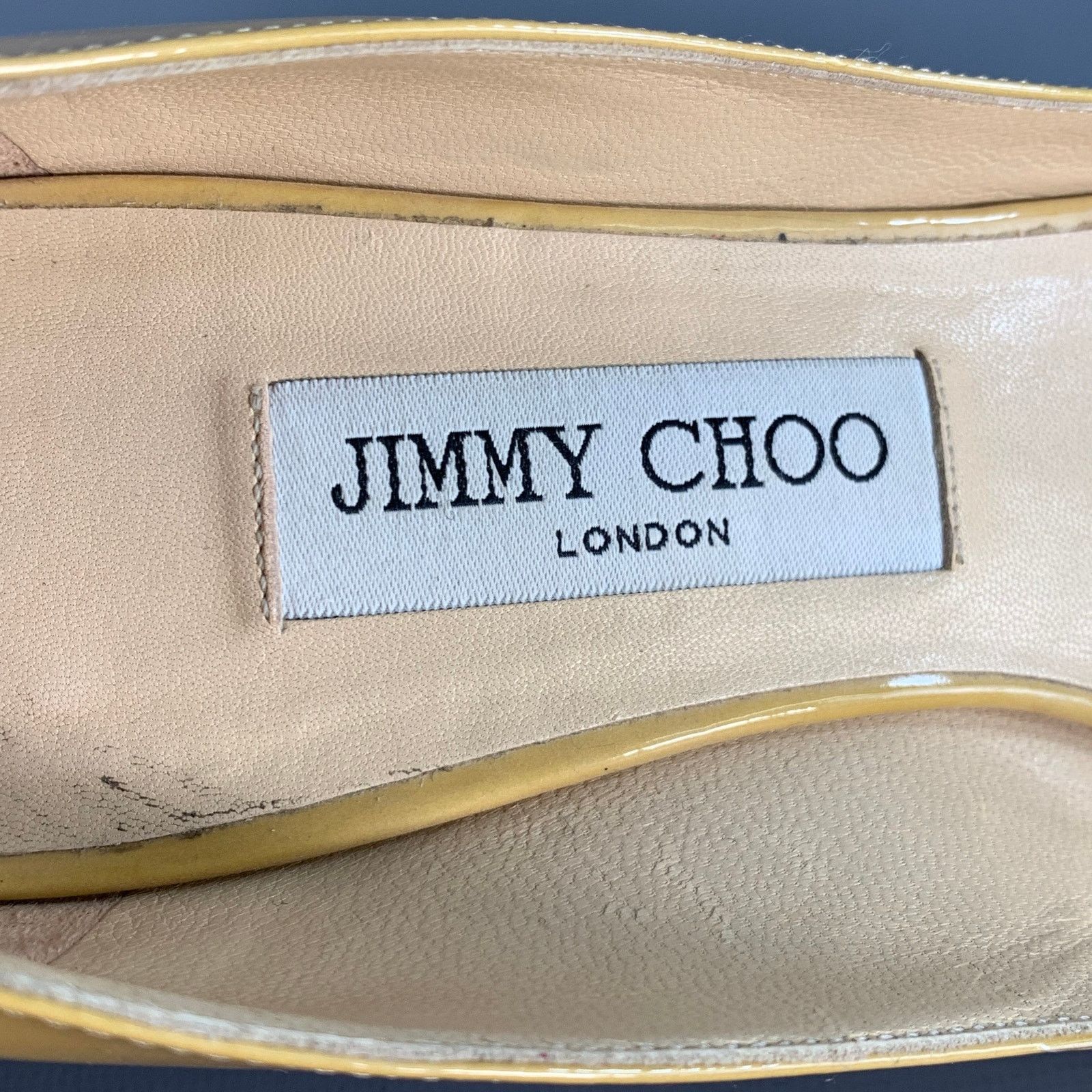 Jimmy Choo JIMMY CHOO Size 8 Tan Patent Leather Peep Toe Pumps Size US 8 / IT 38 - 7 Thumbnail