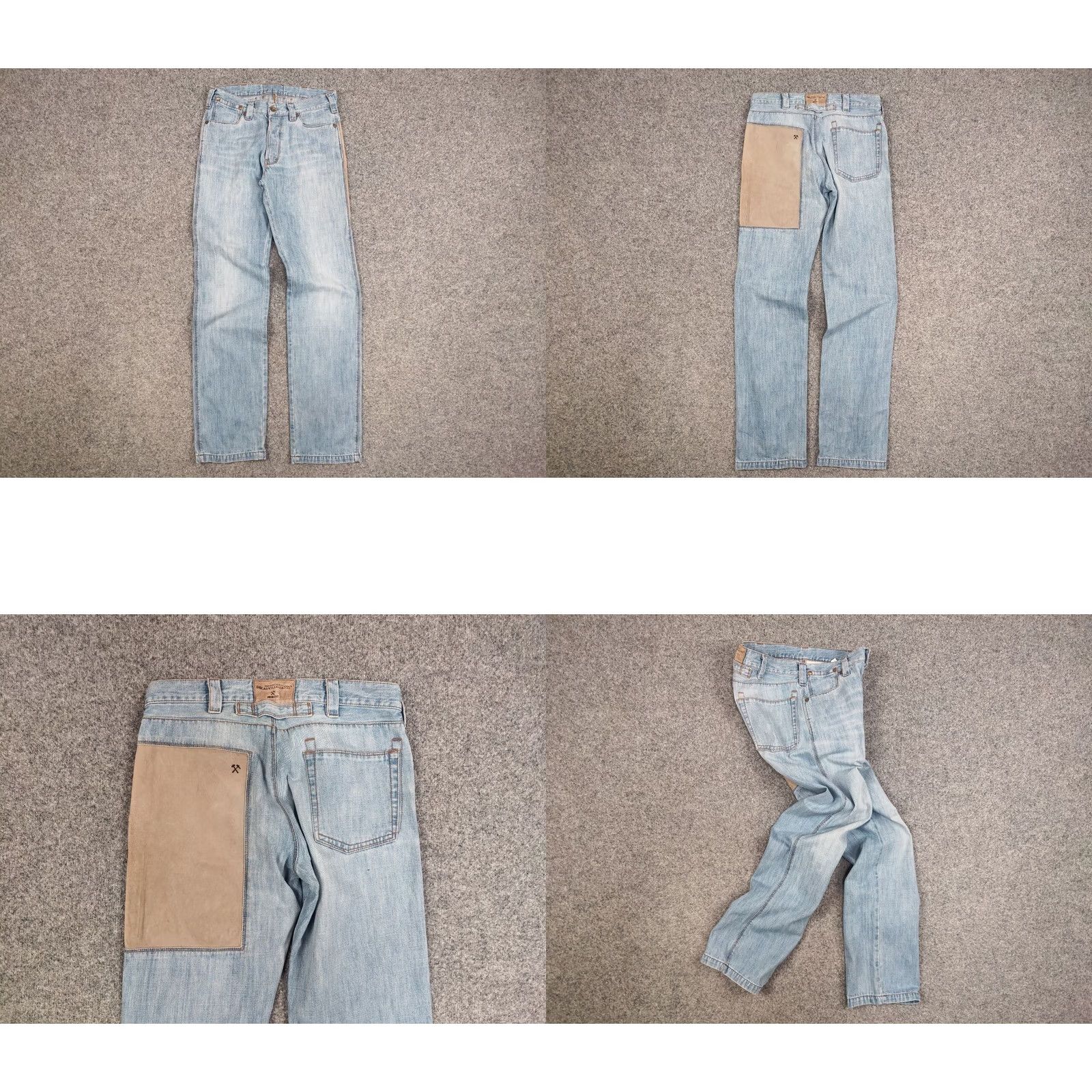 Denime VINTAGE Decauville x sixty Jeans 90s Blue Patchwork Denim Jeans Mens Regular 30x34 Blue Patchwork Jeans 90s Decauville x sixty Mens Jeans Size US 31 - 8 Thumbnail
