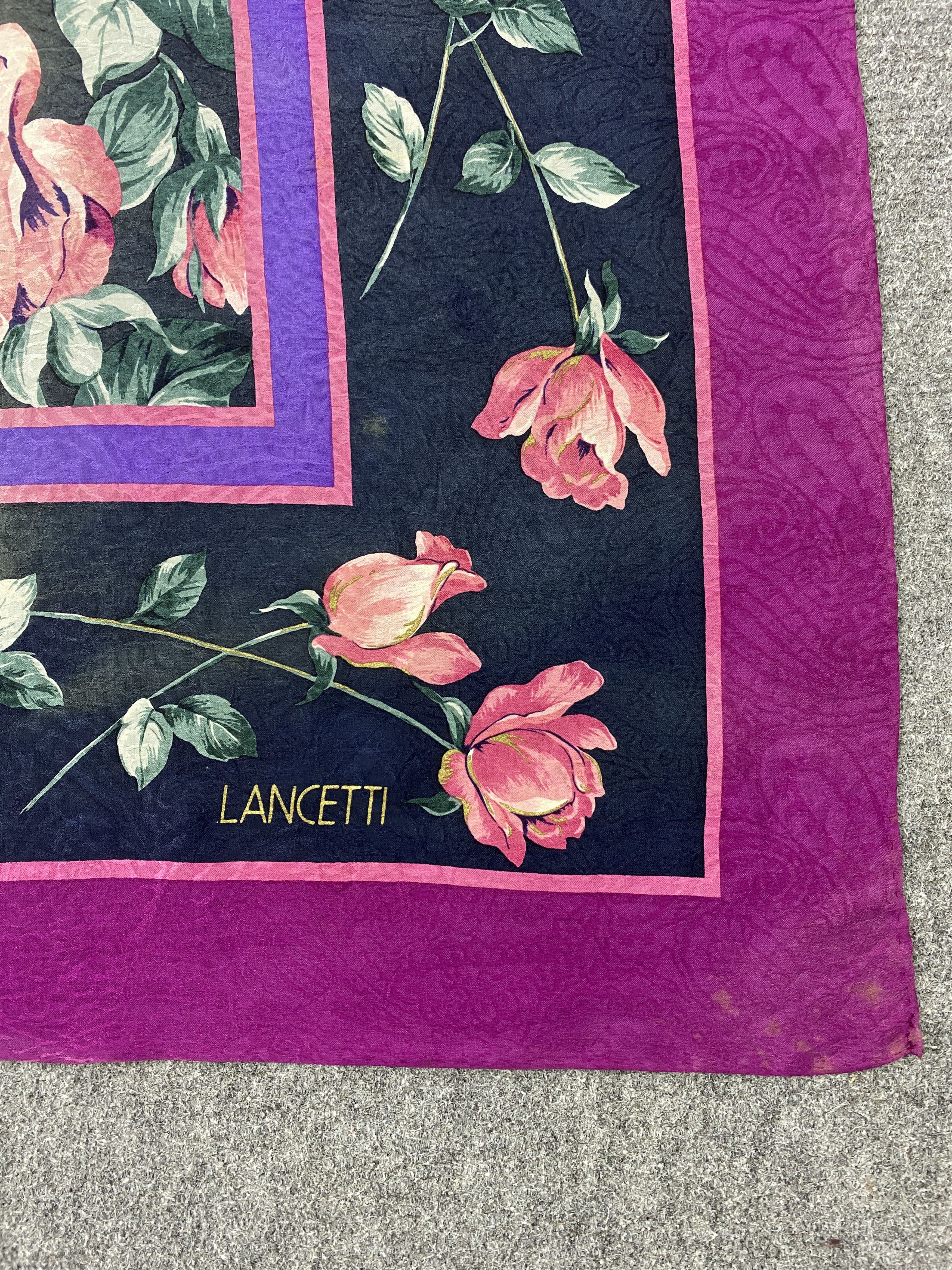 Lui di Lancetti Vintage 80s Lancetti Floral Silk Scarf SN0097 Size ONE SIZE - 5 Thumbnail