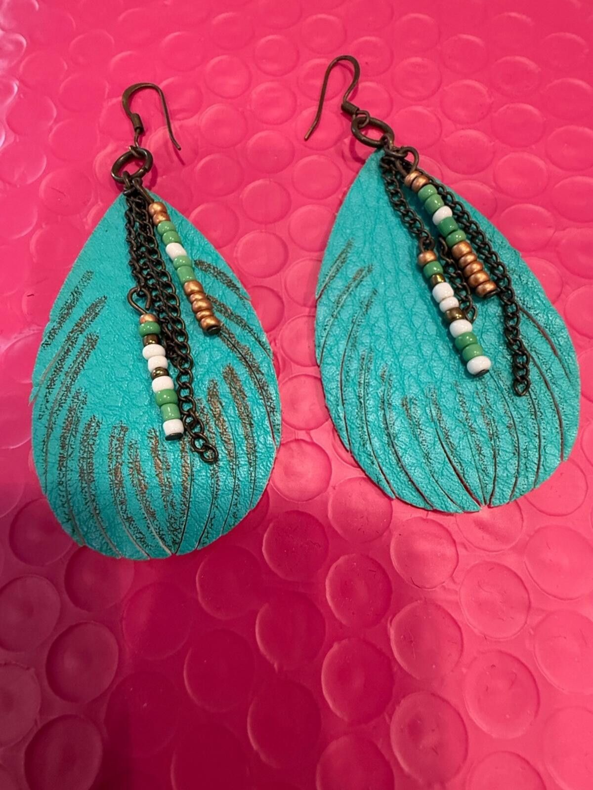 Other Boho western earrings leather feather beads chain Size ONE SIZE - 2 Thumbnail