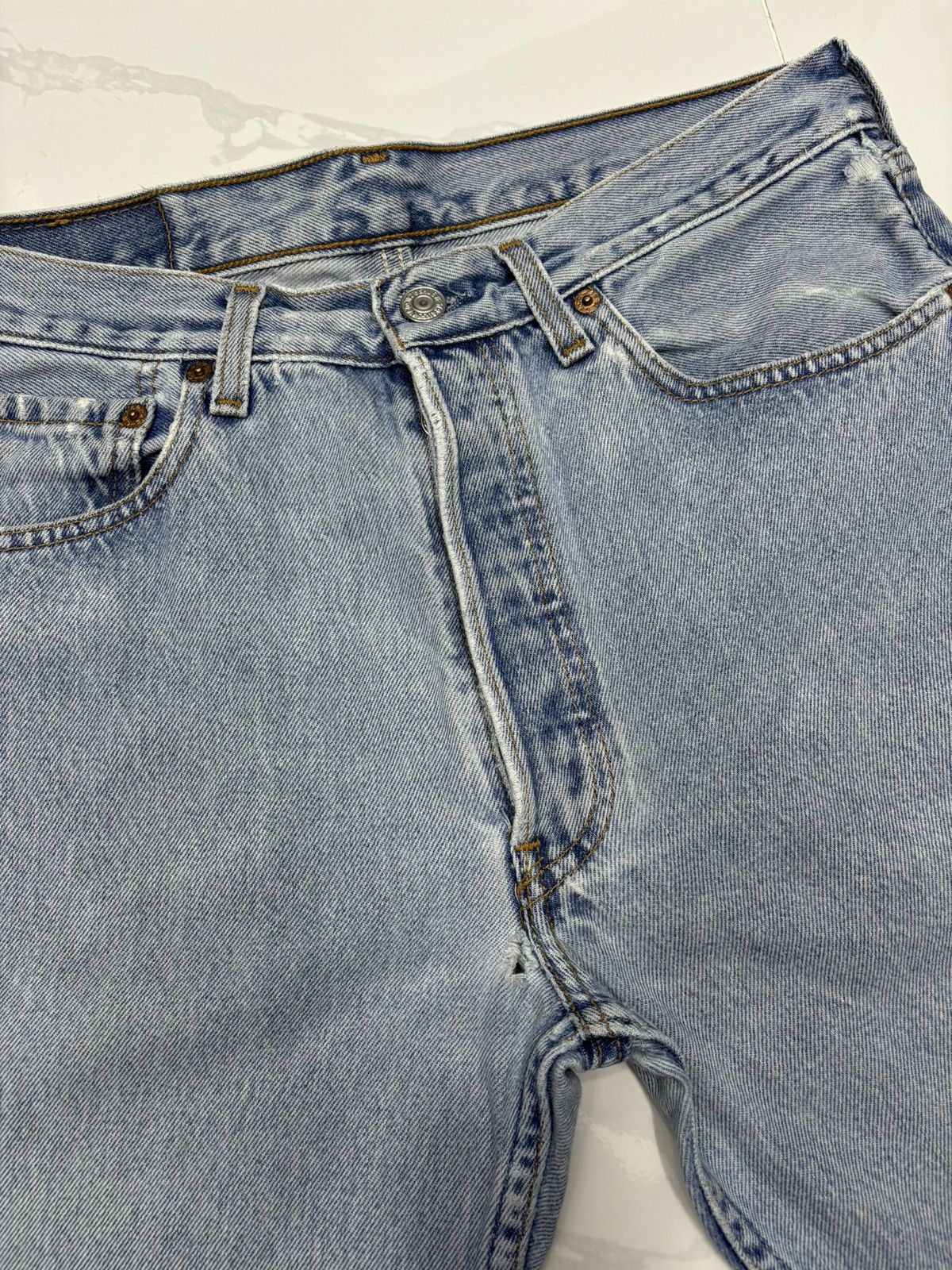 Levi's 🔥Vintage Levis 501 Blue Wash Distressed Denim Jeans Size US 30 / EU 46 - 10 Thumbnail