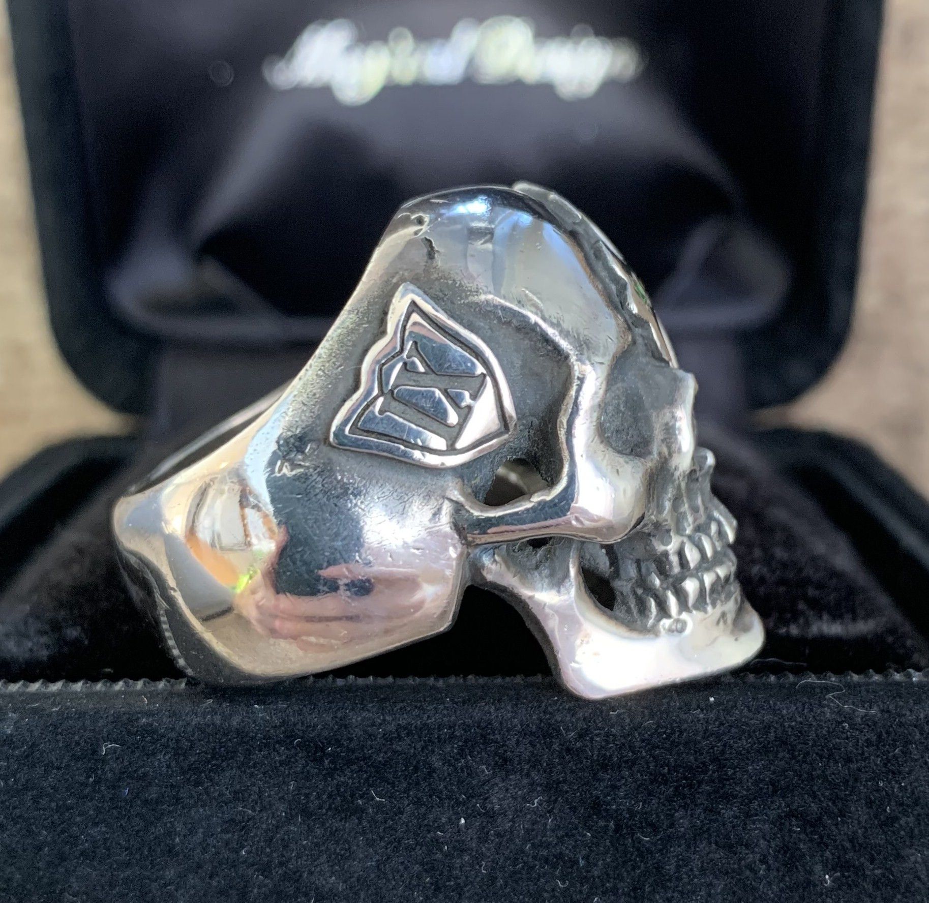 Number (N)ine SS05 "Nightcrawler" Bejeweled Silver Skull Ring w/ box Size ONE SIZE - 4 Thumbnail