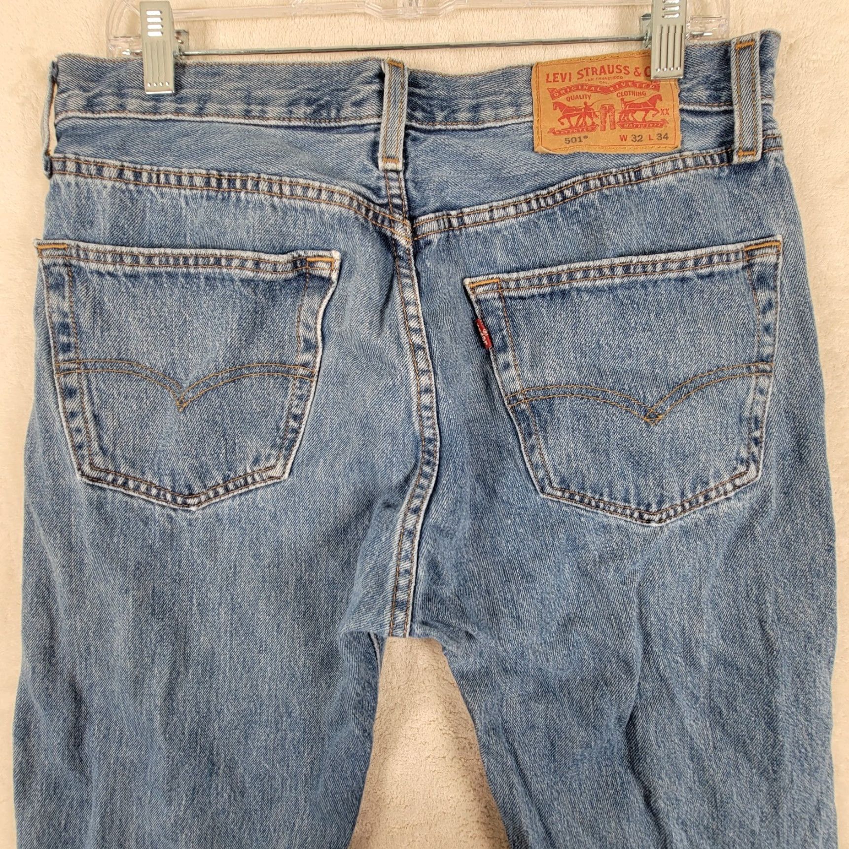 Levi's VINTAGE Levi's Jeans 501 XX Button Fly Straight Leg Blue Denim 32X34 Men Slim Regular 32in Inseam 5-Pocket Distressed Denim Blue Pattern Solid Size US 32 / EU 48 - 5 Thumbnail
