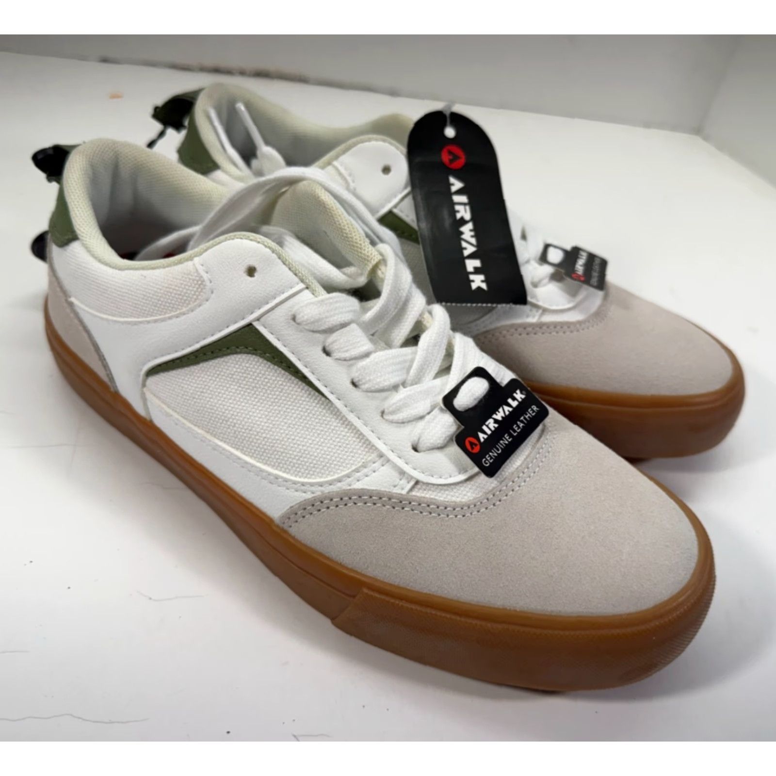 Airwalk Airwalk Sneaker Mens 7.5 White Green Leather Canvas Lace-Up NWT Size US 8 / EU 41 - 2 Thumbnail
