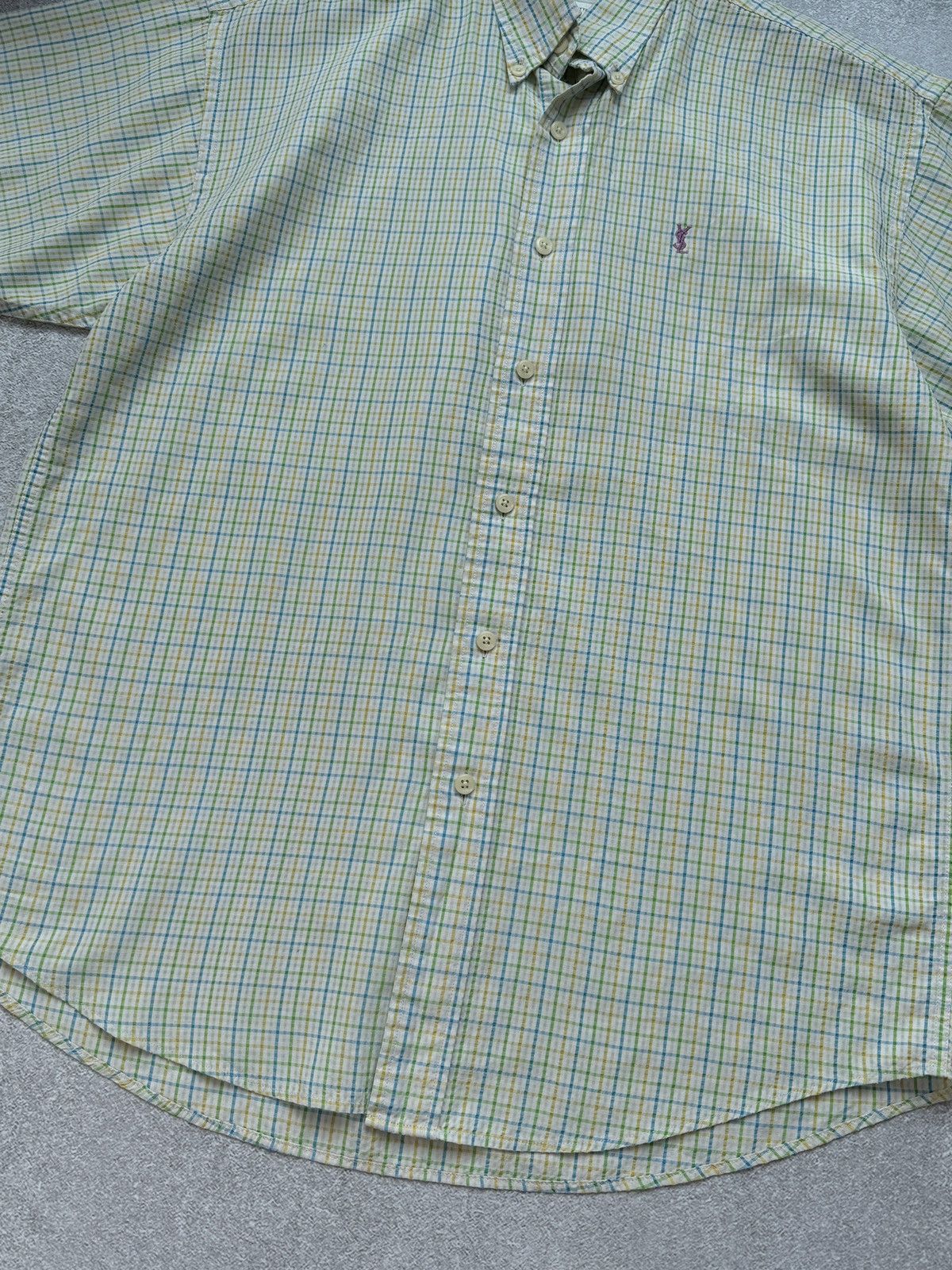 Yves Saint Laurent Yves Saint Laurent Men’s Short Sleeve Shirt Plaid Button Size US L / EU 52-54 / 3 - 6 Thumbnail