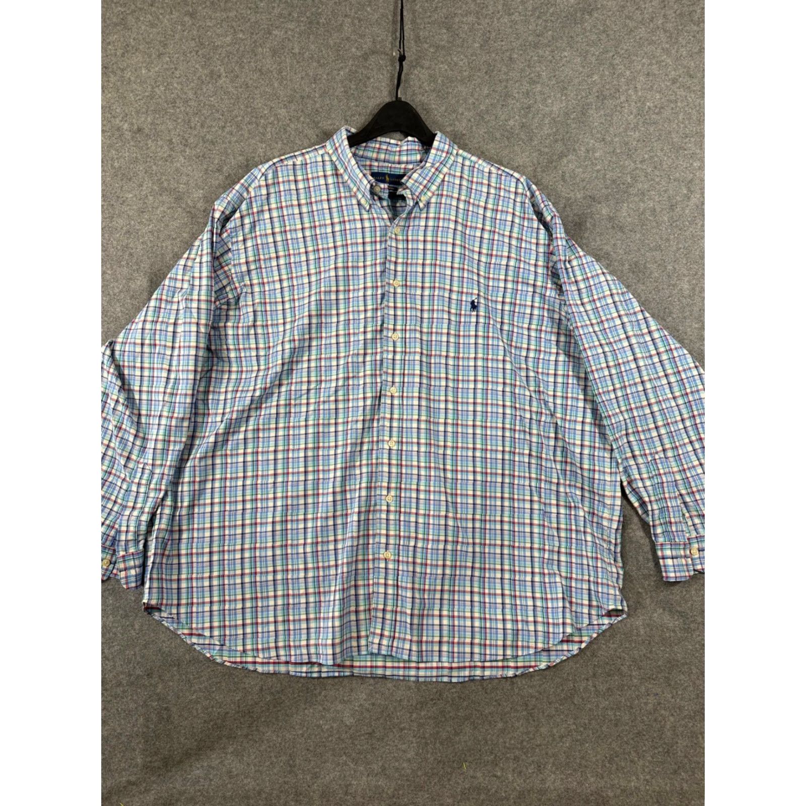 Ralph Lauren Ralph Lauren Performance Shirt Mens 3XB Blue Plaid Stretch Button Down Pony Logo Long Sleeve Size US XXL / EU 58 / 5 - 3 Thumbnail