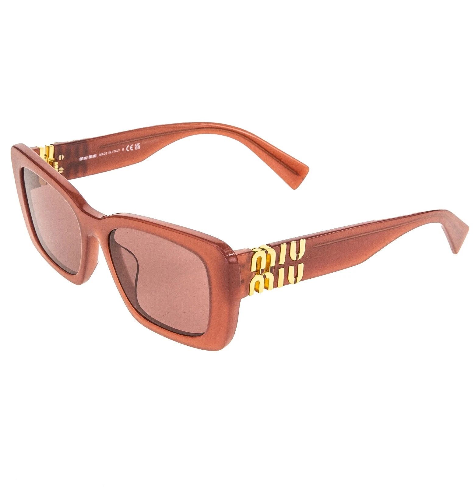 Miu Miu MIU MIU LOGO MU07YS Cognac Opal Violet Geometric Luxury 07YS Size ONE SIZE - 4 Thumbnail