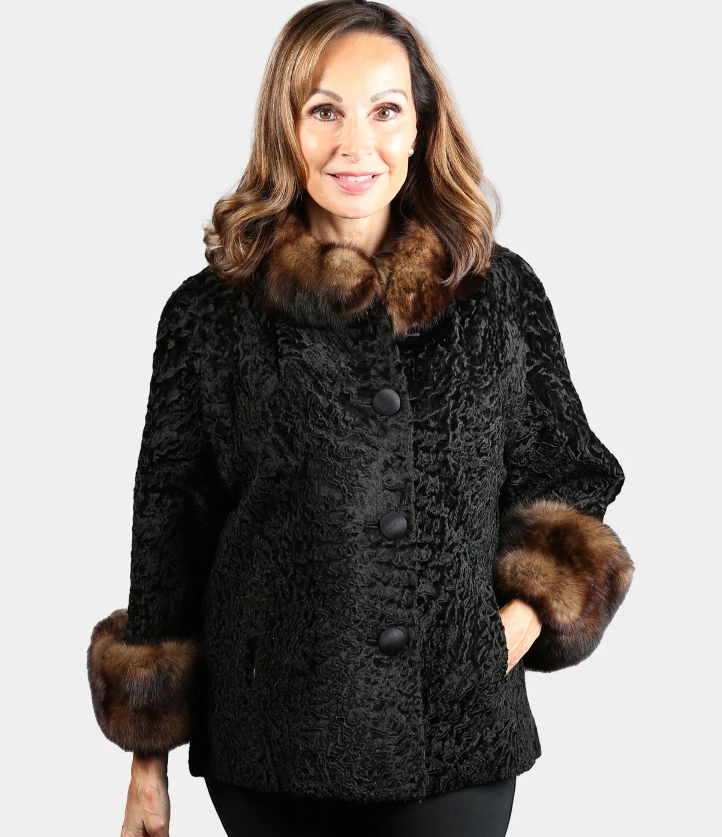 Japanese Brand Fosma France Leather Fur Jacket Size US M / EU 48-50 / 2 - 12 Thumbnail