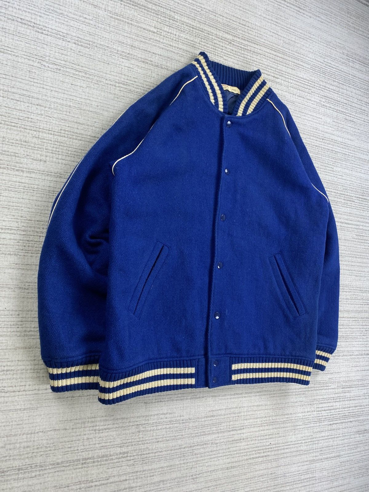 Vintage Vintage Antiballistic Wool Varsity Plain Jacket Size US L / EU 52-54 / 3 - 3 Thumbnail