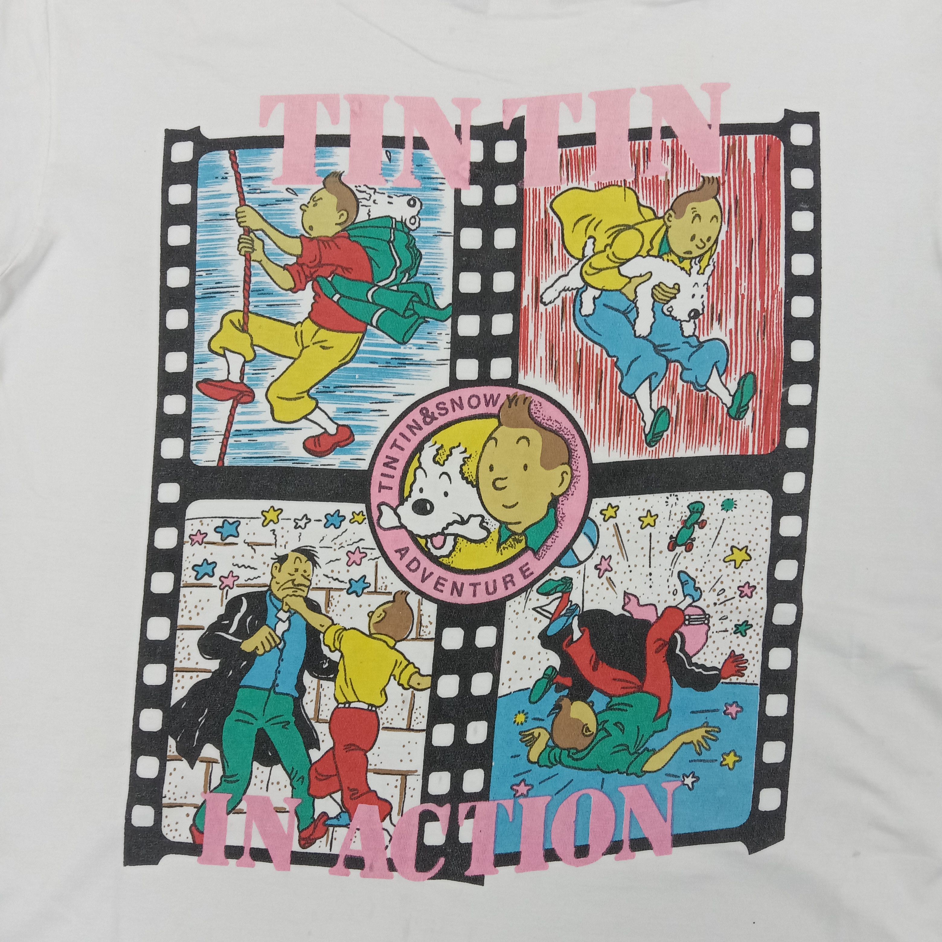 Vintage Adventure of Tintin American Cartoon Tshirt C267N50 Size US L / EU 52-54 / 3 - 2 Thumbnail