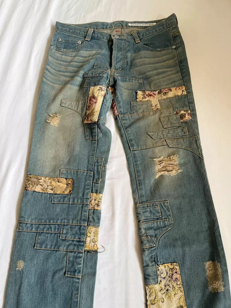 Yohji Yamamoto Vintage Floral Patchwork Denim Pants-2506 Size 28" / US 6 / IT 42 - 2 Thumbnail