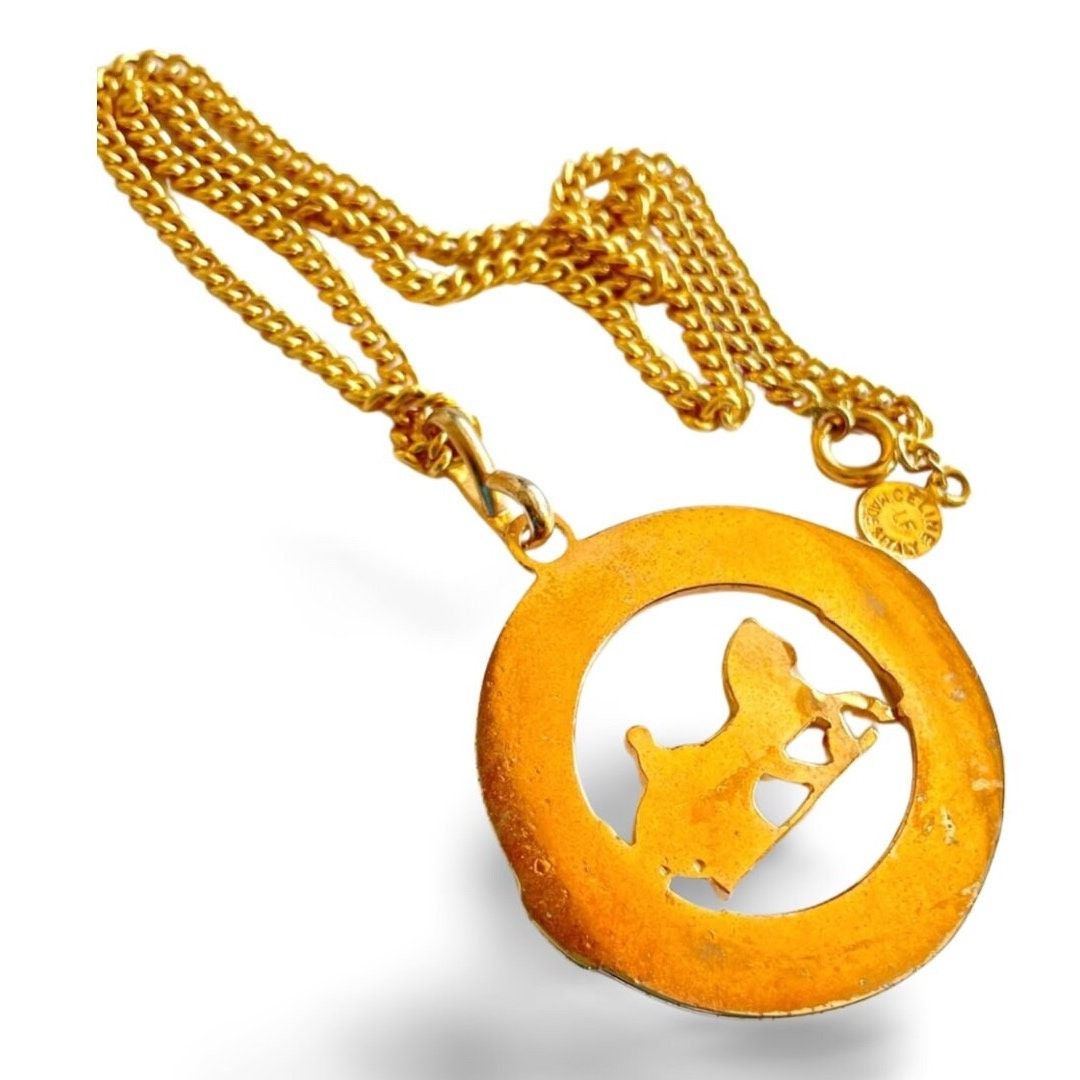 Celine Vintage Celine gold chain necklace with crystal triomphe. Size ONE SIZE - 6 Thumbnail
