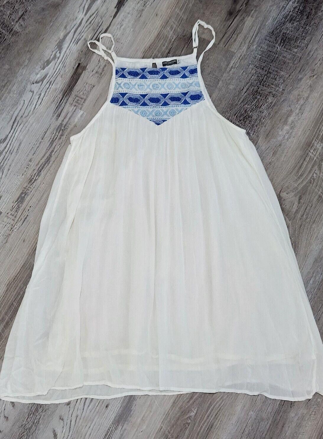 Designer Earthbound Trading Dress Extra Large White Embroidered Size XL / US 12-14 / IT 48-50 - 1 Thumbnail