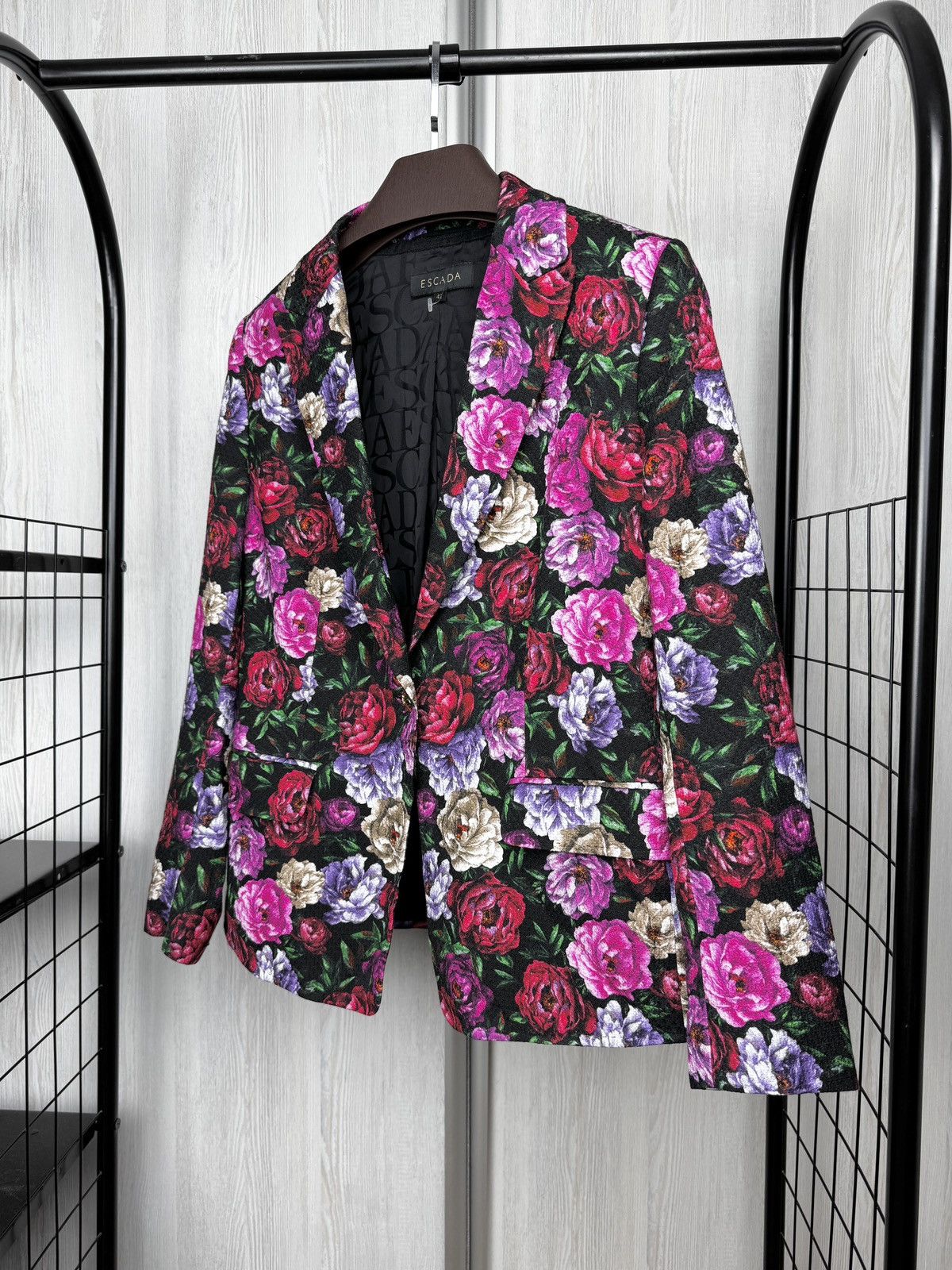 Escada Escada Dinavia Floral-print Hammered Cotton Viscose Jacket Size L / US 10 / IT 46 - 5 Thumbnail