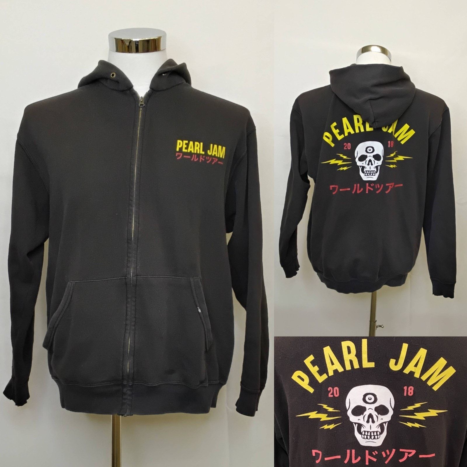 Fruit Of The Loom Pearl Jam 2018 Japan World Tour Hoodie Men's L Black Size US L / EU 52-54 / 3 - 1 Thumbnail