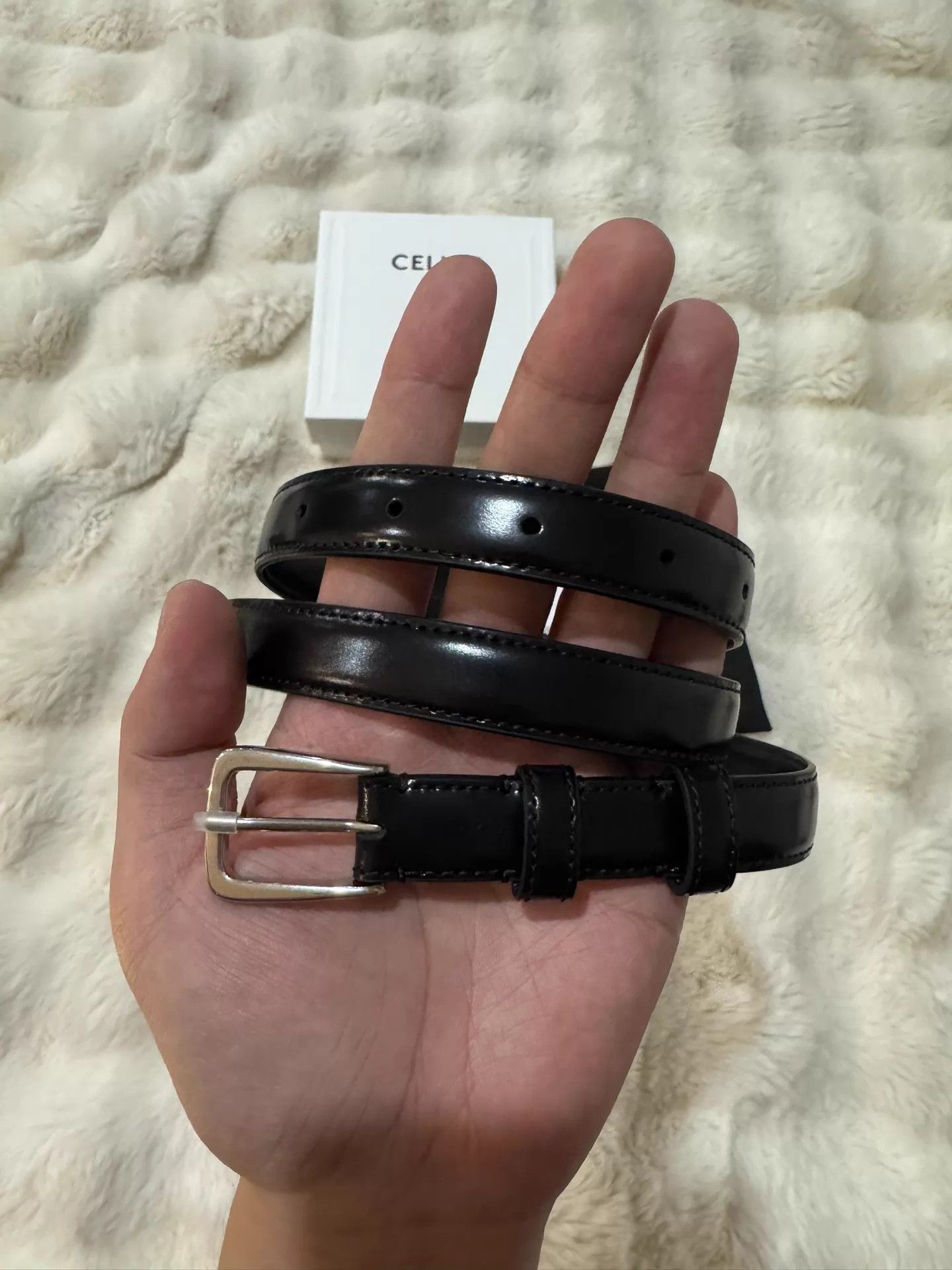 Celine Celine Classic Black & Silver Leather Belt 85 New Size ONE SIZE - 2 Thumbnail