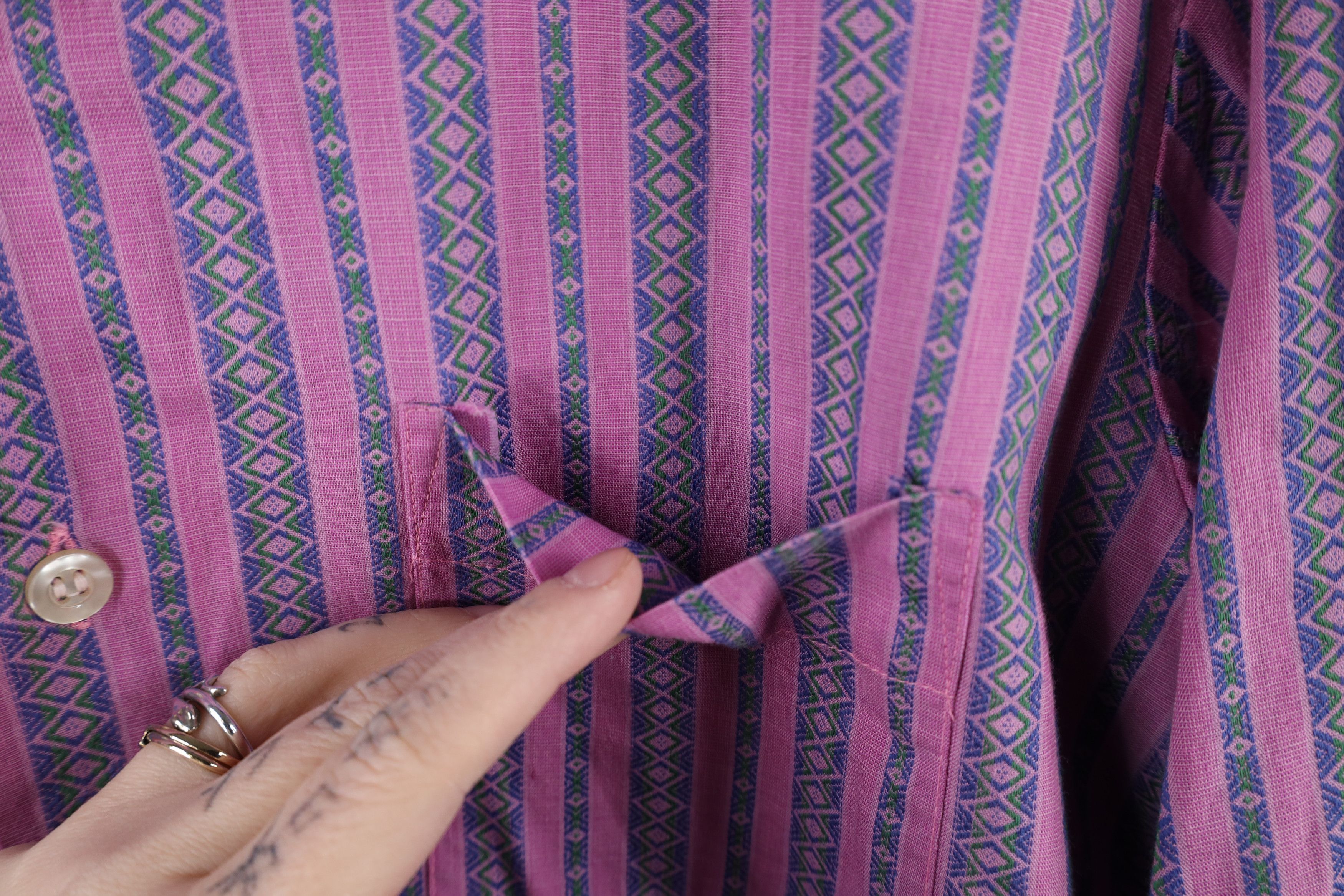 Vintage Vintage 60s Fruit of the Loom Striped Collared Button Shirt Size US L / EU 52-54 / 3 - 5 Thumbnail