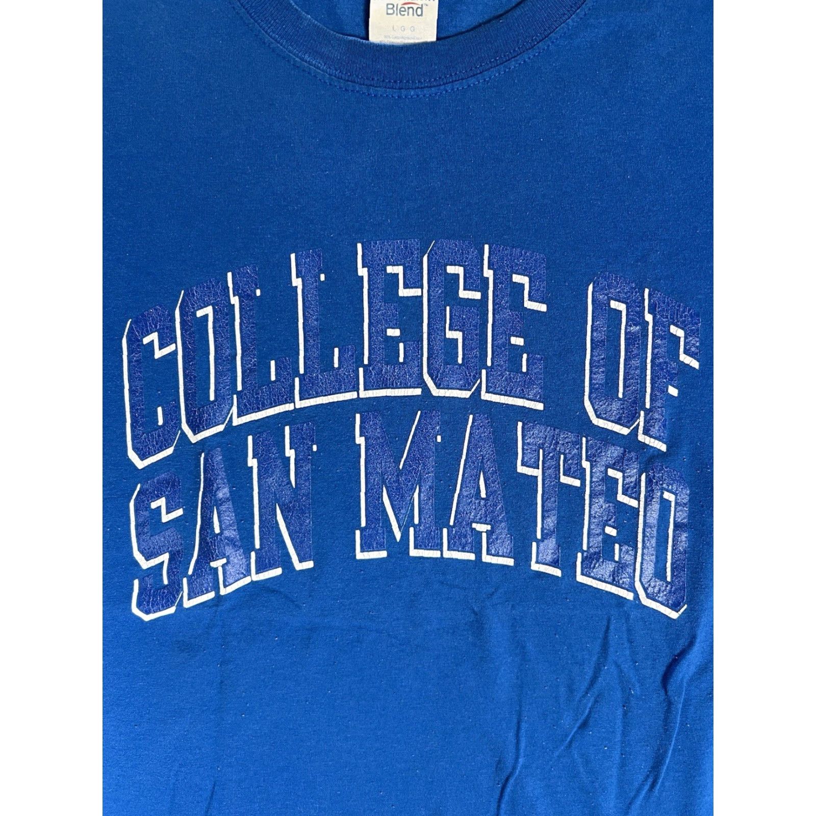 Jerzees VINTAGE College Of San Mateo T-Shirt L Blue Men Short Sleeve 90s USA California JERZEES Size US L / EU 52-54 / 3 - 2 Thumbnail
