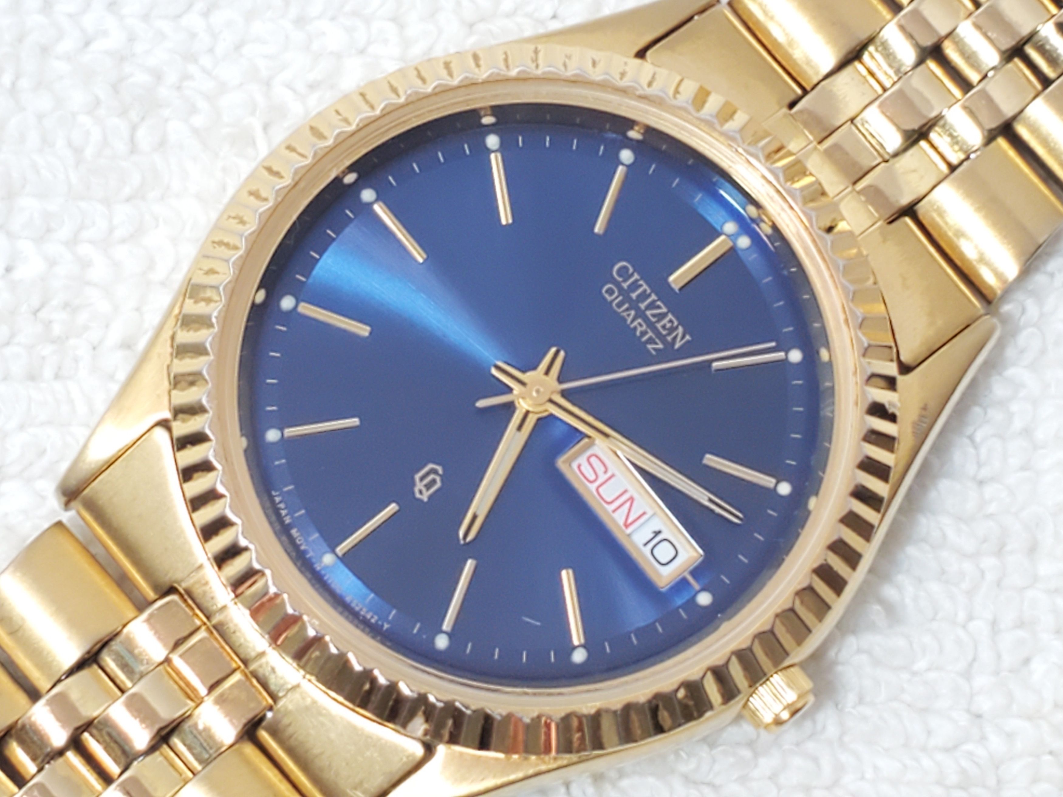 Citizen Vintage Citizen Men's Day Date Quartz Watch Blue Dial Size 36 - 3 Thumbnail