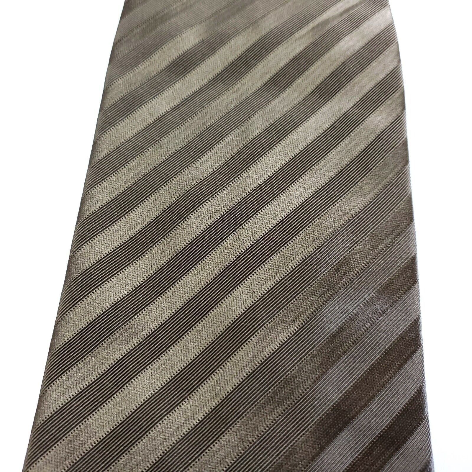 XMI Platinum XMI Atkinsons Woven Striped Green Beige Short Wide Silk Wool Size ONE SIZE - 2 Thumbnail