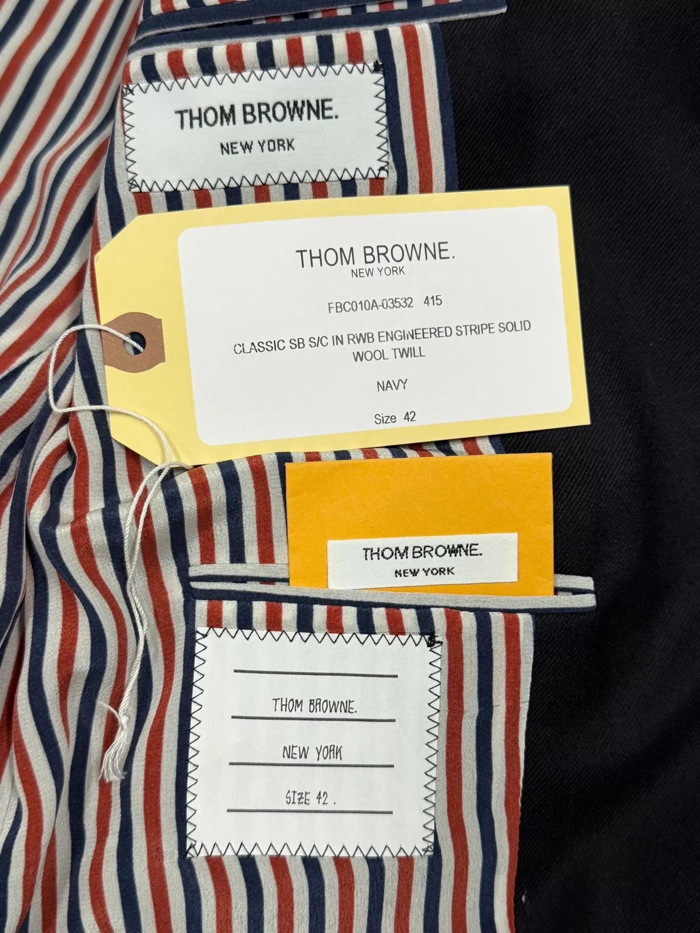 Thom Browne Thom Browne Women's Navy Gold Button Short Jacket Stripe Size M / US 6-8 / IT 42-44 - 4 Thumbnail