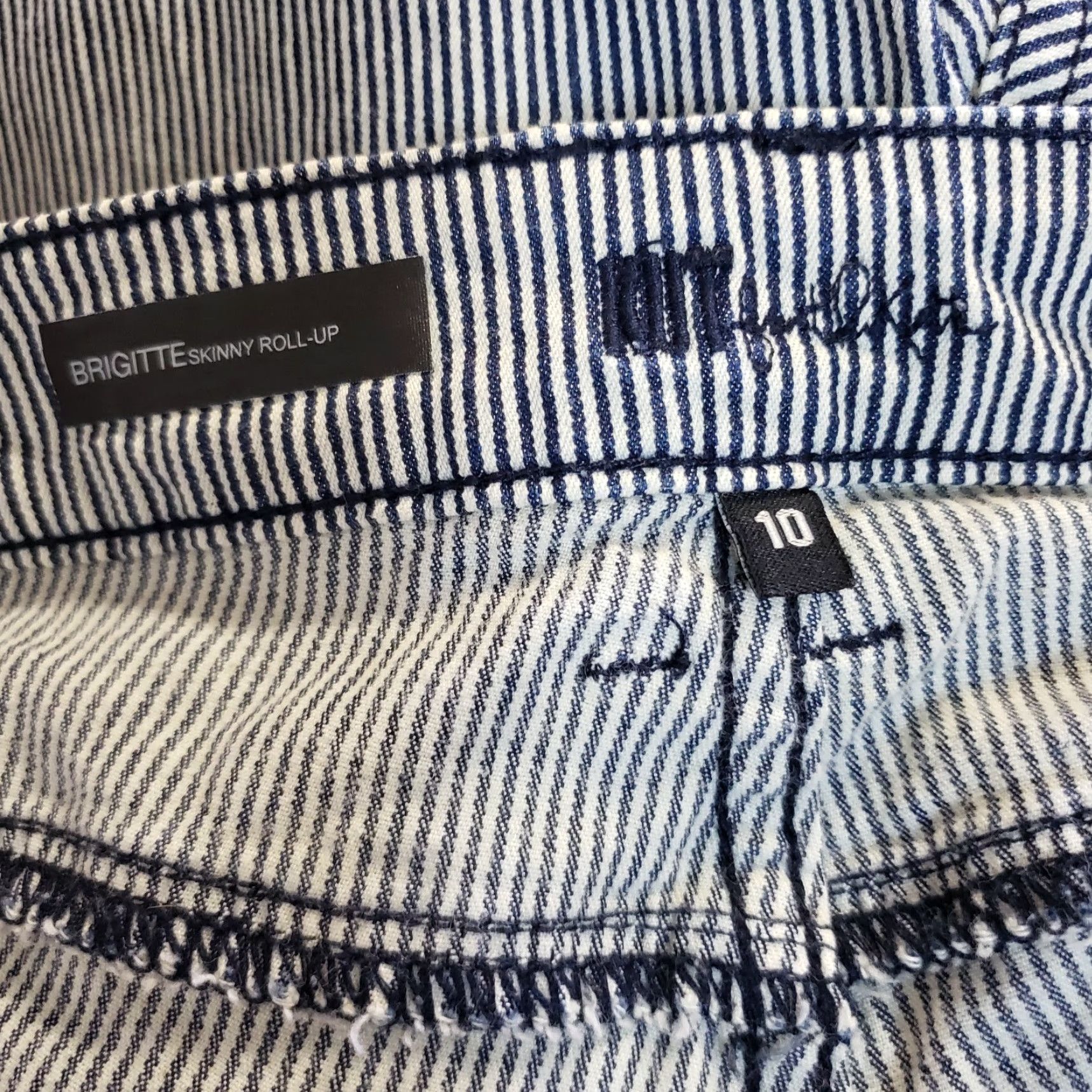 Vintage KUT from the Kloth Womens Brigitte Skinny Roll Up Pants Sz 10 Blue Striped Size 32" / US 10 / IT 46 - 7 Thumbnail