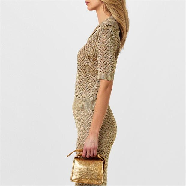 Missoni o1g2r1mq1124 V Neck Knitted T Shirt in Gold Space Size M / US 6-8 / IT 42-44 - 4 Thumbnail