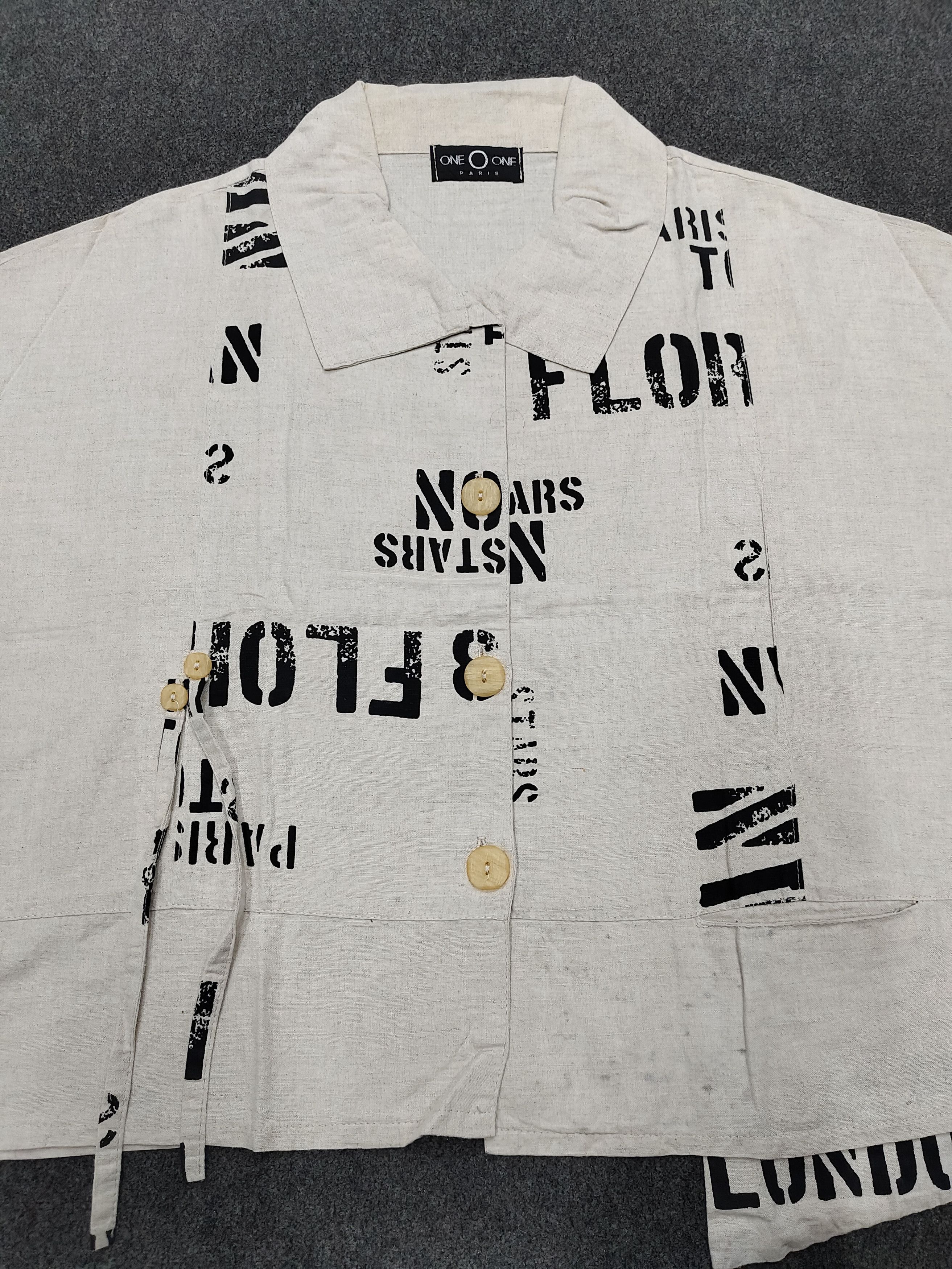 Other 90s One O One Paris-Typography Industrial Cropped Shirt Size M / US 6-8 / IT 42-44 - 5 Thumbnail