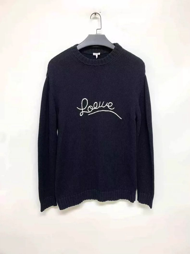 Loewe LOEWE Black logo simple knit sweater on chest Size US XS / EU 42 / 0 - 1 Thumbnail