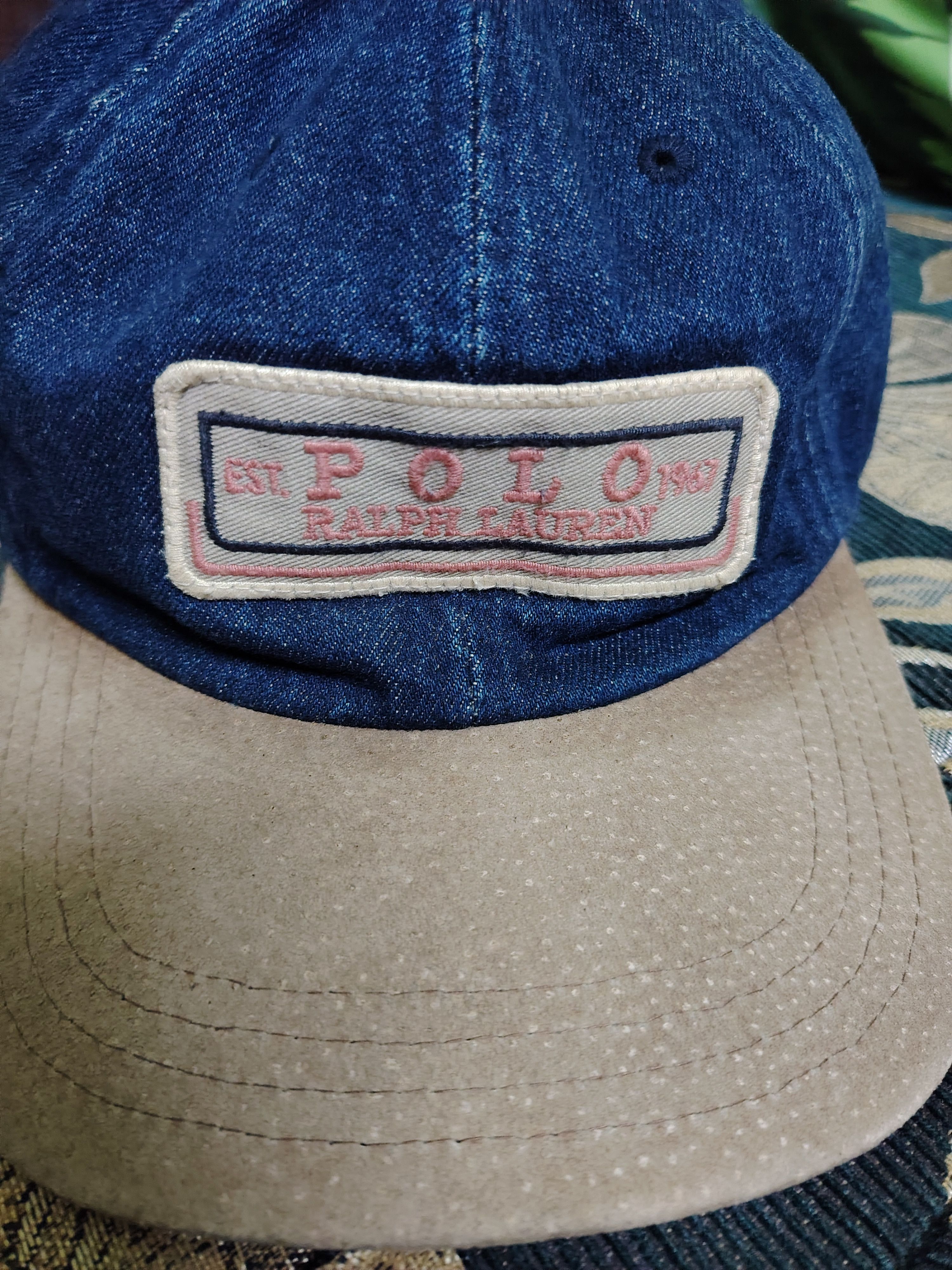 Polo Ralph Lauren Rare Vintage Polo Ralph Lauren Denim Hat Leather Bill Size ONE SIZE - 5 Thumbnail